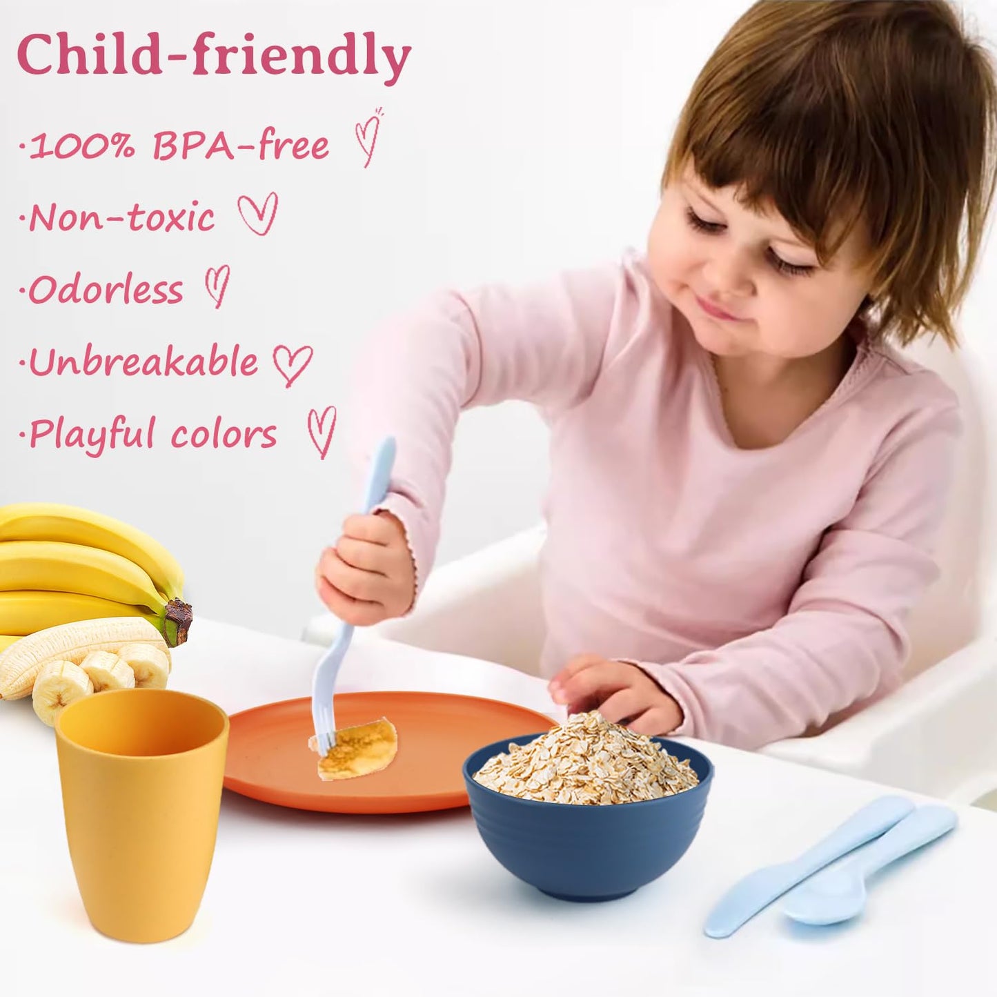 Homienly Tiefe Essteller, 8er-Set, Alternative zu Plastiktellern, mikrowellen- und spülmaschinenfeste Weizenstrohteller für die Küche, unzerbrechliche Kinderteller in 4 Farben (klassisch hell, 9 Zoll)