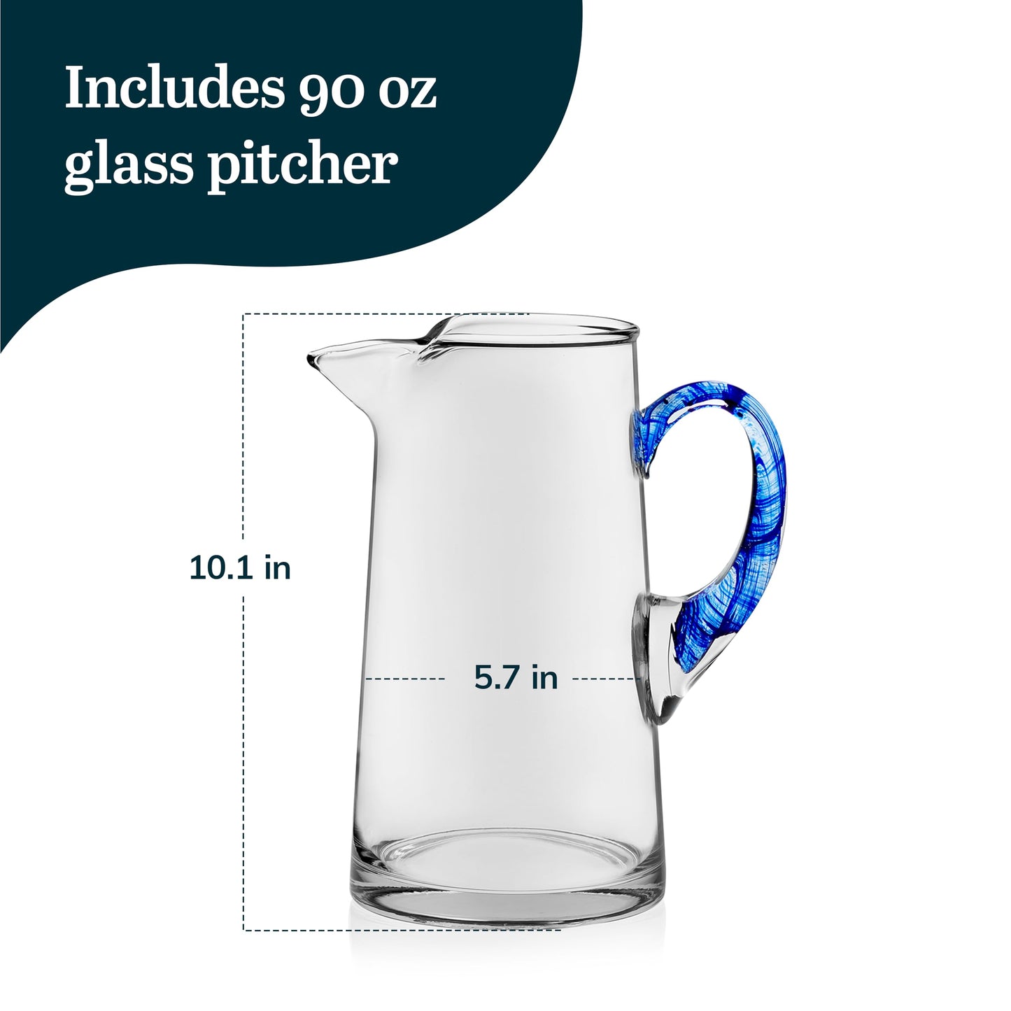 Libbey Acapulco Large Glass Pitcher Set of 2, 89 Oz, Clear, Tall Bubble Glass Pitchers with Handle, Modern Pitcher Set for Iced Tea, Punch, and More