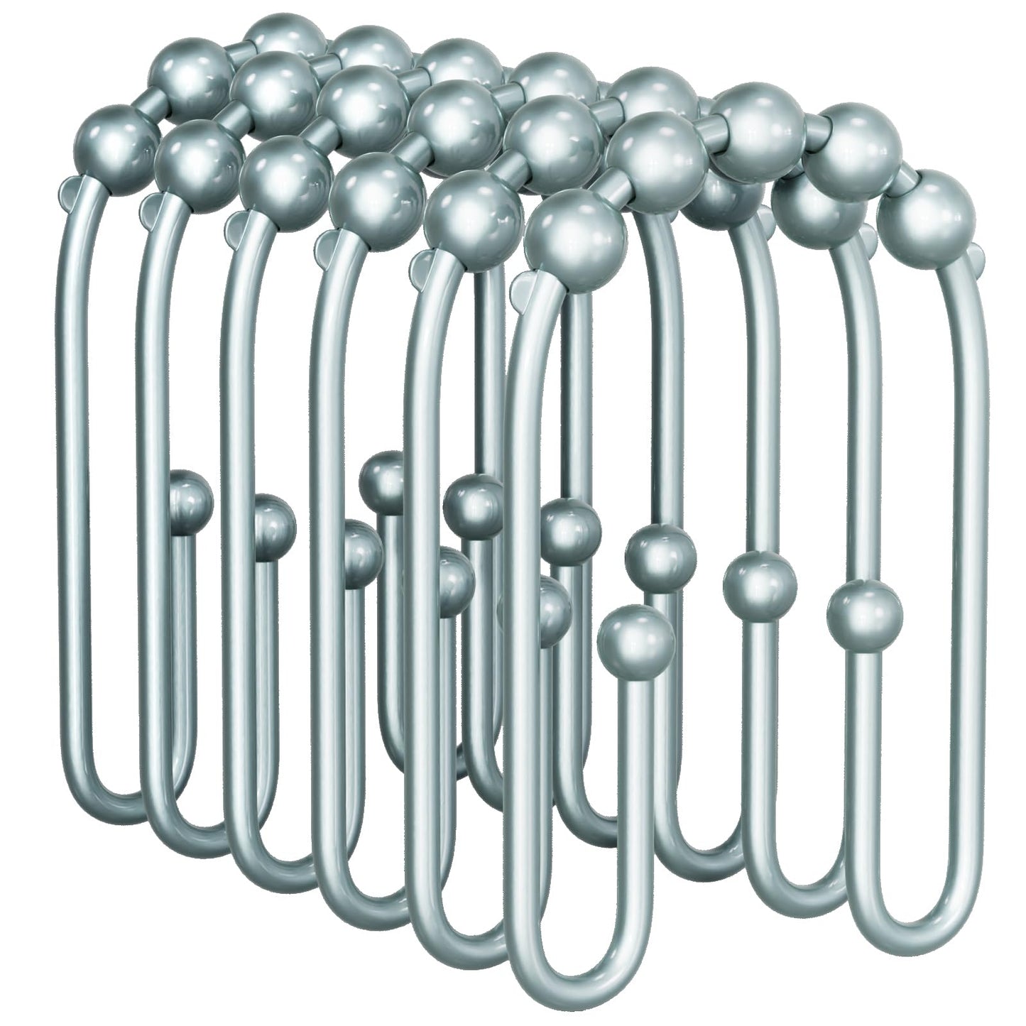 AmazerBath Duschvorhanghaken, Duschvorhangringe aus Metall, rostfrei, doppelseitige Duschvorhanghaken für Duschvorhangeinlage, glatte Duschhakenringe aus gebürstetem Nickel für Badezimmer, 12er-Set