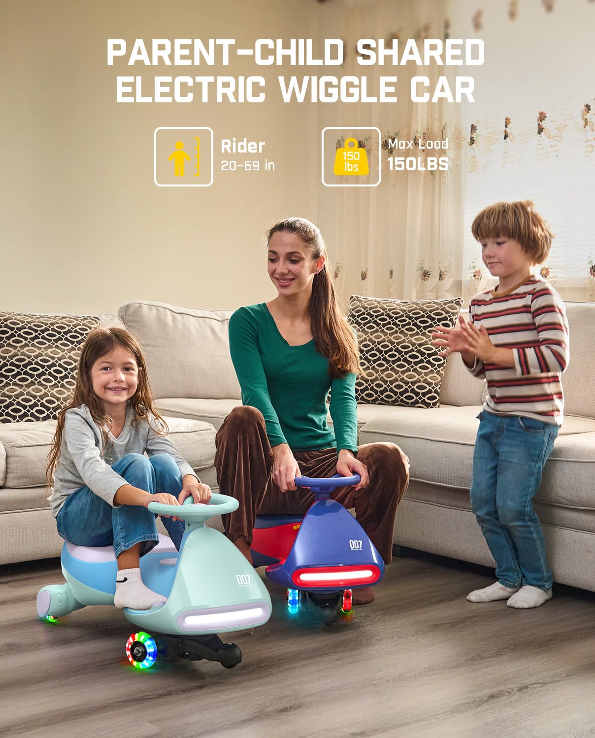 12V N7 Pro Electric Wiggle Car – Pedal-Powered Fun for Kids, Lights & Bluetooth Ride-On (by Fanttik)