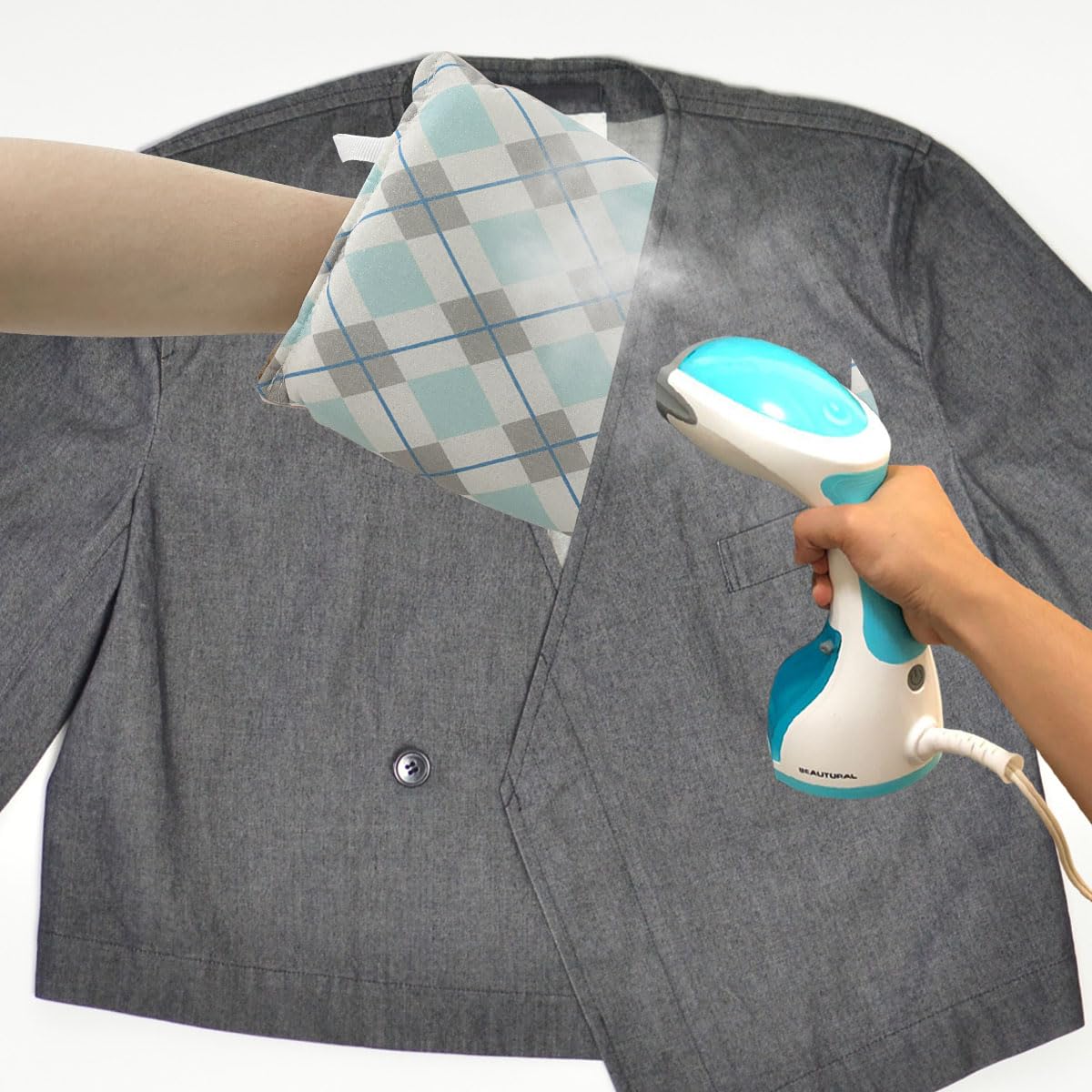 Garment Steamer Ironing Glove with Finger Loop, Heat Resistant Waterproof Ironing Mitt for Heat Resistan Handheld Steamer, Garment Steamer Accessories for Clothes (Grey)