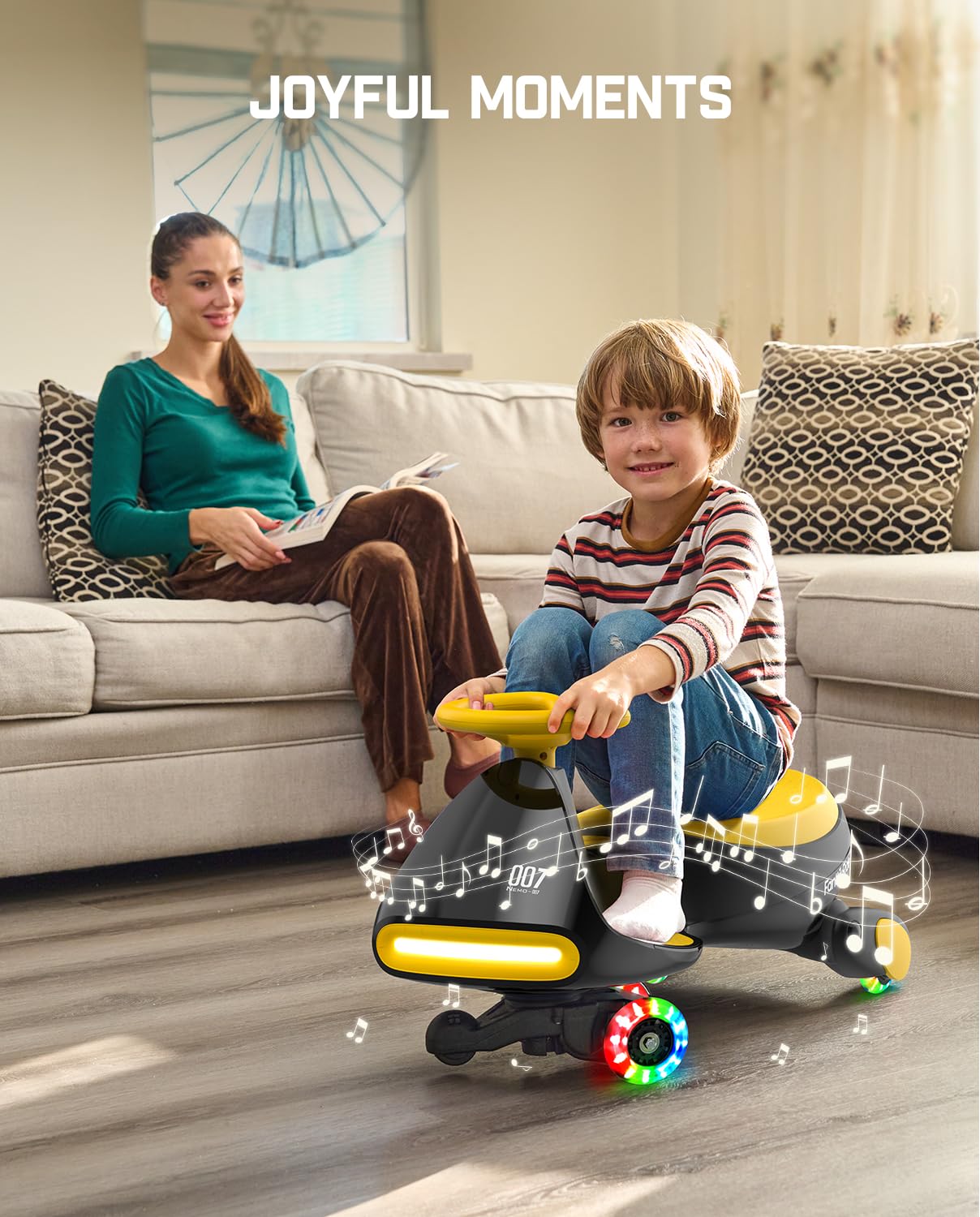 12V N7 Pro Electric Wiggle Car – Pedal-Powered Fun for Kids, Lights & Bluetooth Ride-On (by Fanttik)