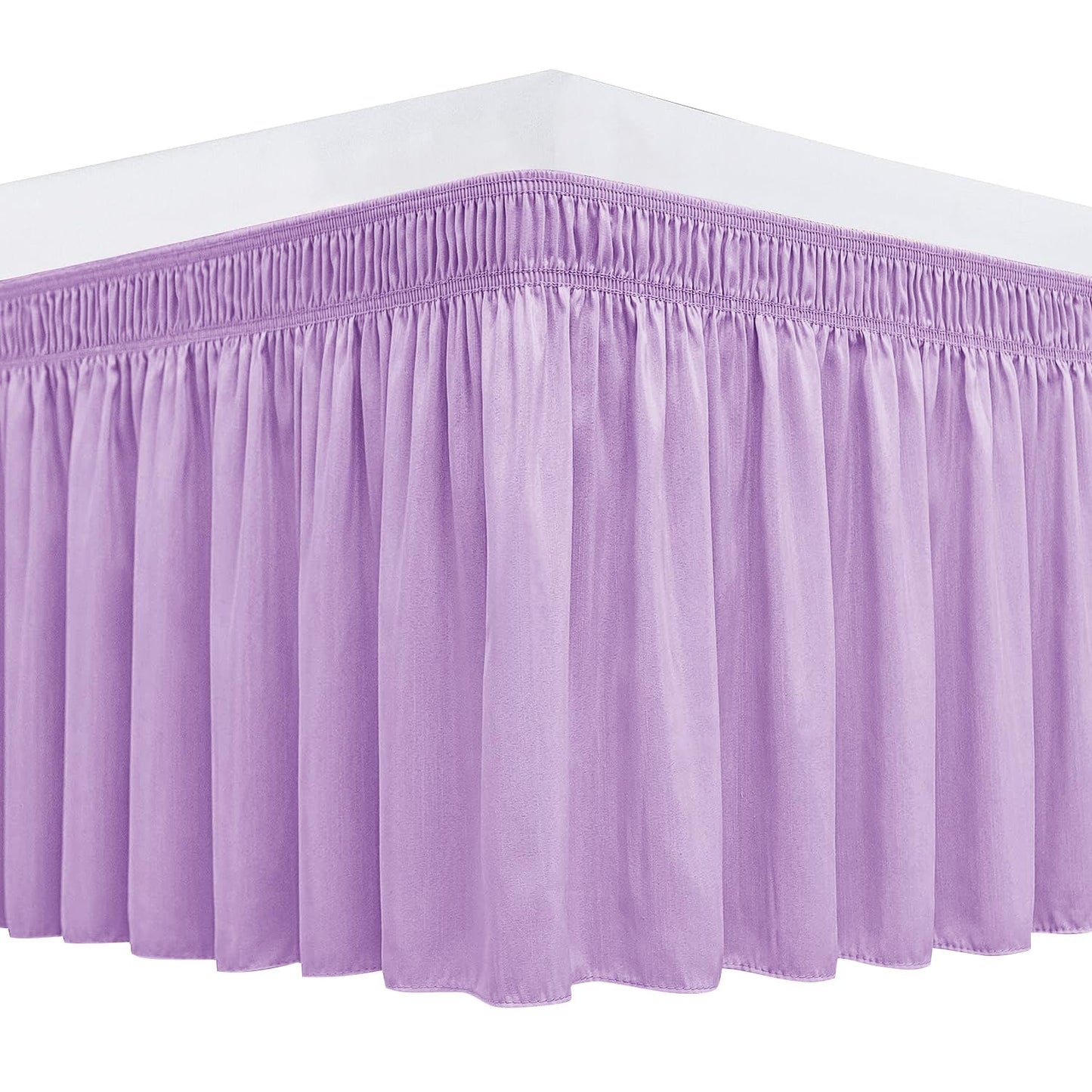 Biscaynebay Wrap Around Bed Skirts for Twin & Twin XL Beds 15" Drop, Ivory Adjustable Elastic Dust Ruffles Easy Fit Wrinkle & Fade Resistant Silky Luxurious Fabric Machine Washable