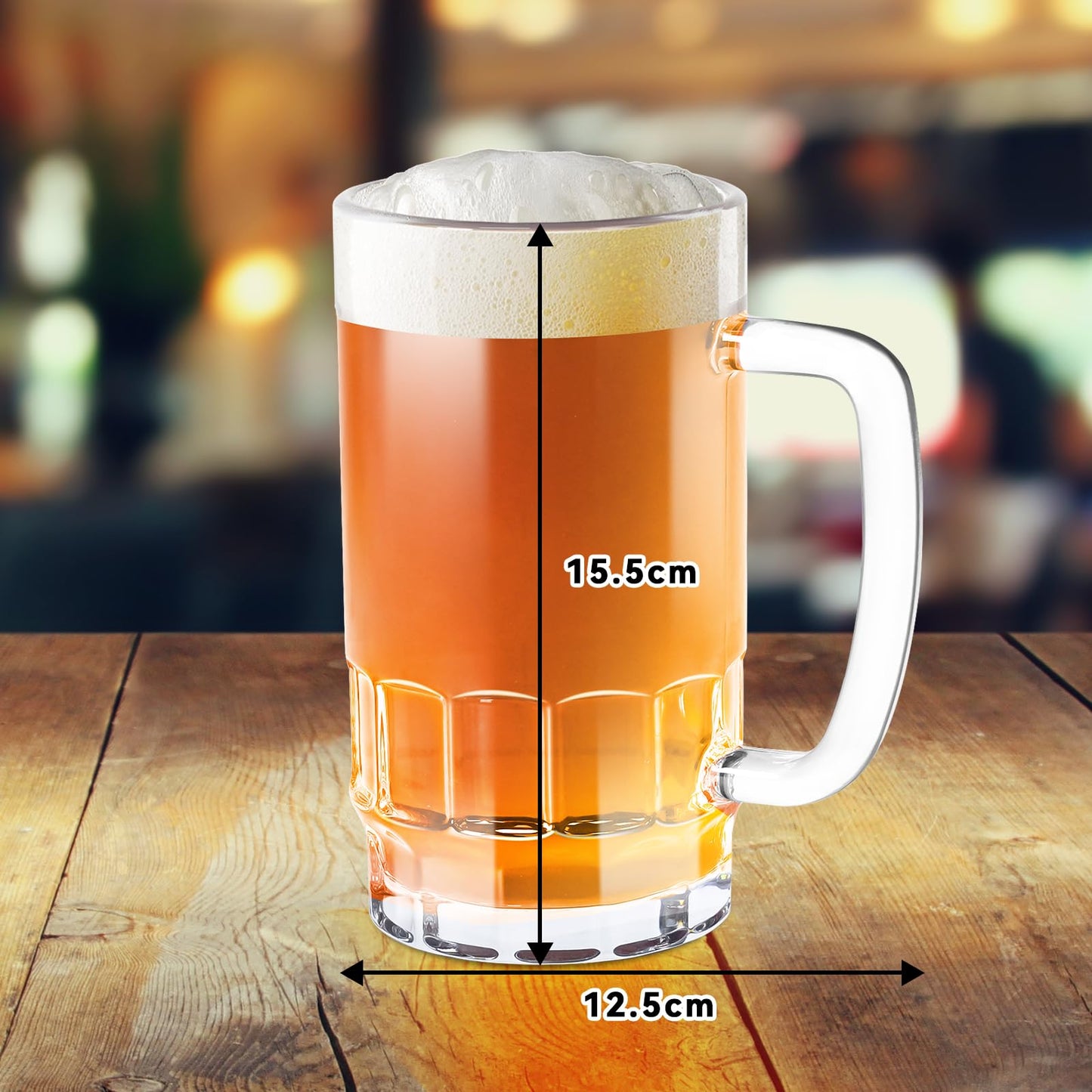 20 OZ Bierkrüge, große, klare deutsche Biergläser mit Henkel für Männer, 2er-Set