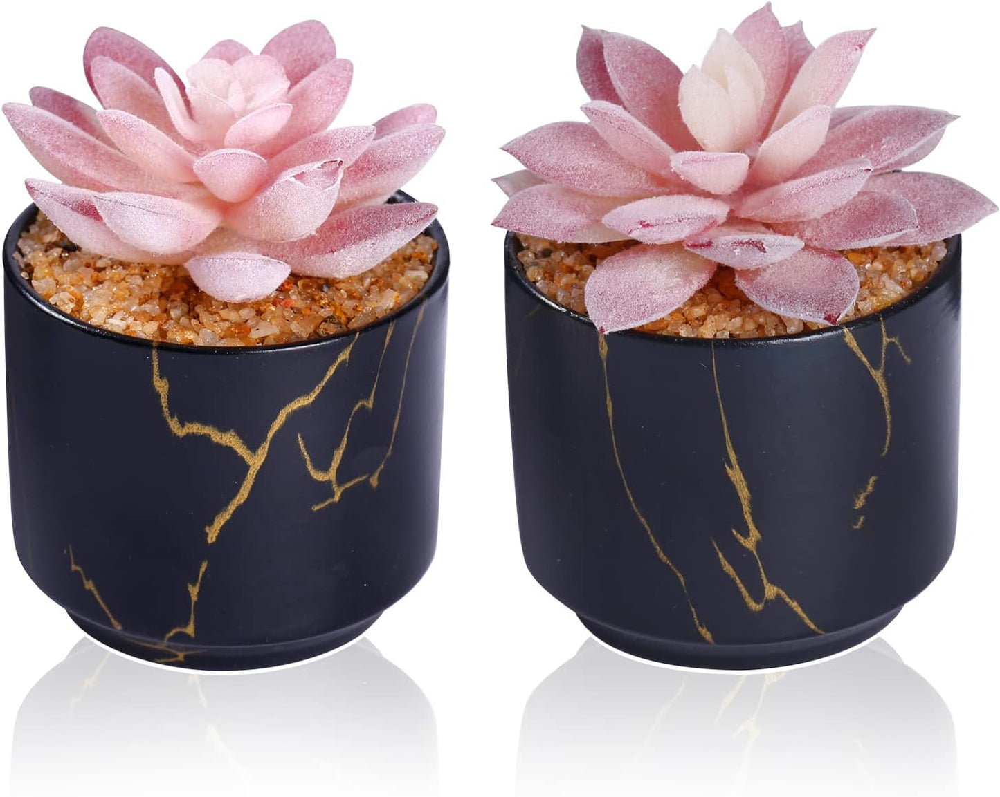 Artificial Plants and Succulents in 2 White Ceramic Pots,Small Fake Plants for Office and Desk Decor,Bathroom, Bedroom,Shelves for Women
