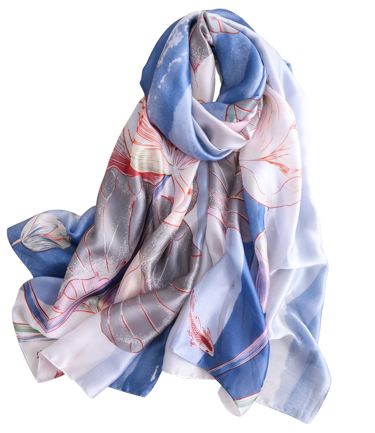 NUWEERIR Damen-Schal, 100 % großer Maulbeerseide, langer Satin-Schal, modischer Designer-Schal, leichte Wickel