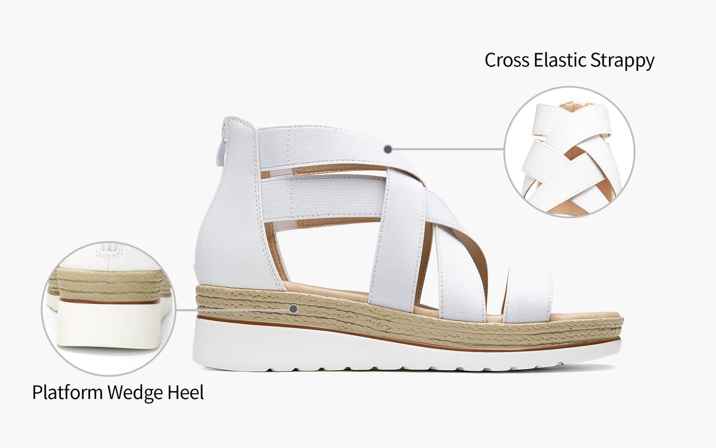Jeossy Damen 866 Plateausandalen,Keilsandalen,Riemchensandalen,Sommersandalen für Damen mit Reißverschluss