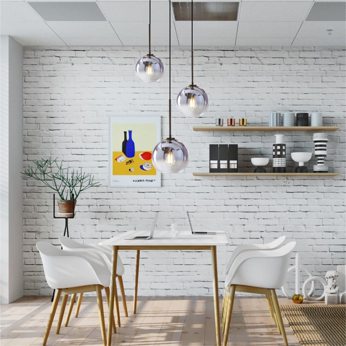 KCO Lighting Gold Cluster Pendelleuchte 3-flammige Cluster Pendelleuchte Große Glaspendelleuchten Kücheninsel Bubble Globe Kronleuchter Mid Century Modern Hängeleuchte