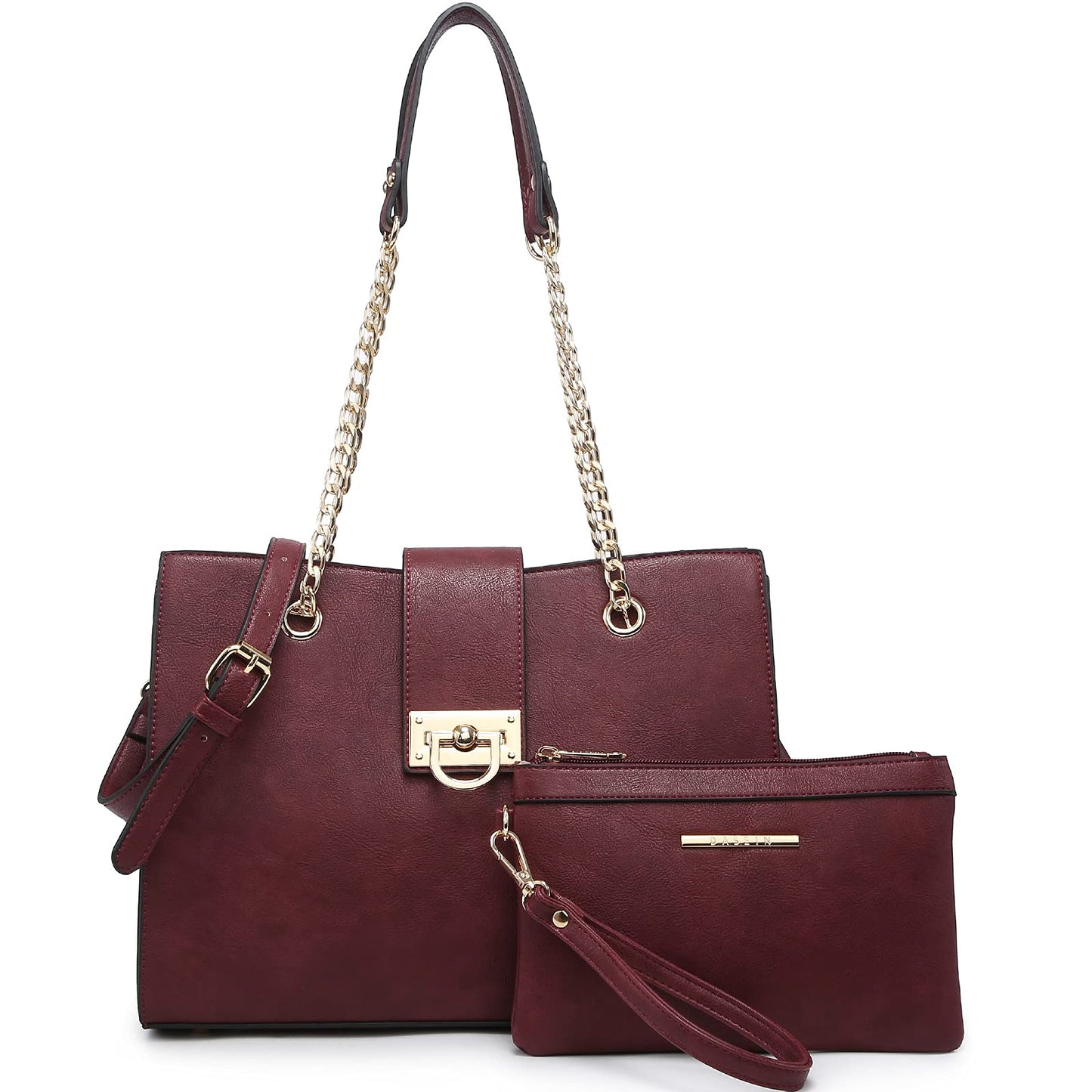 Dasein Lederhandtasche, Tragetasche, Hobo-Tasche für Damen, Schultertasche, Henkeltasche oben, Umhängetasche mit passender Clutch