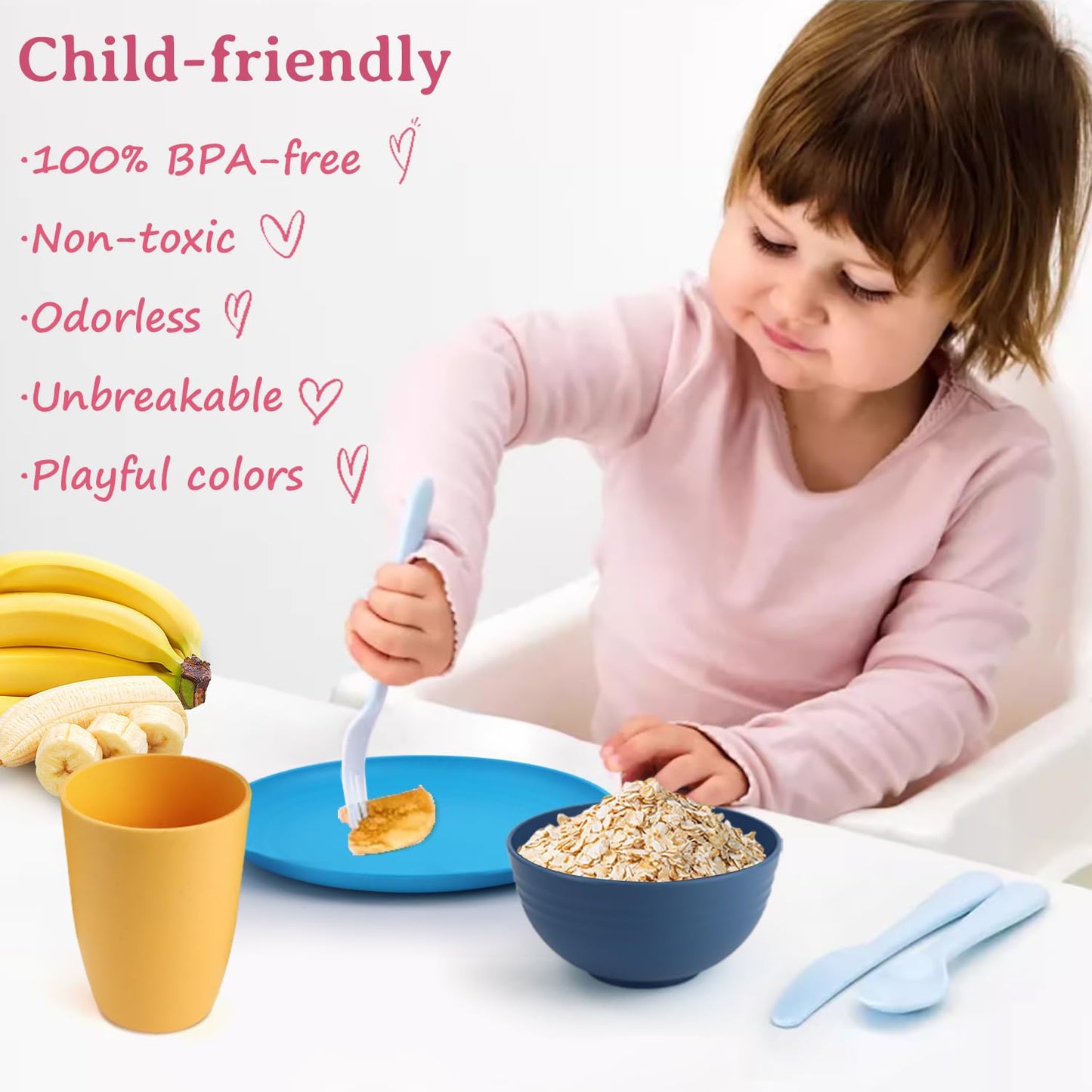 Homienly Tiefe Essteller, 8er-Set, Alternative zu Plastiktellern, mikrowellen- und spülmaschinenfeste Weizenstrohteller für die Küche, unzerbrechliche Kinderteller in 4 Farben (klassisch hell, 9 Zoll)