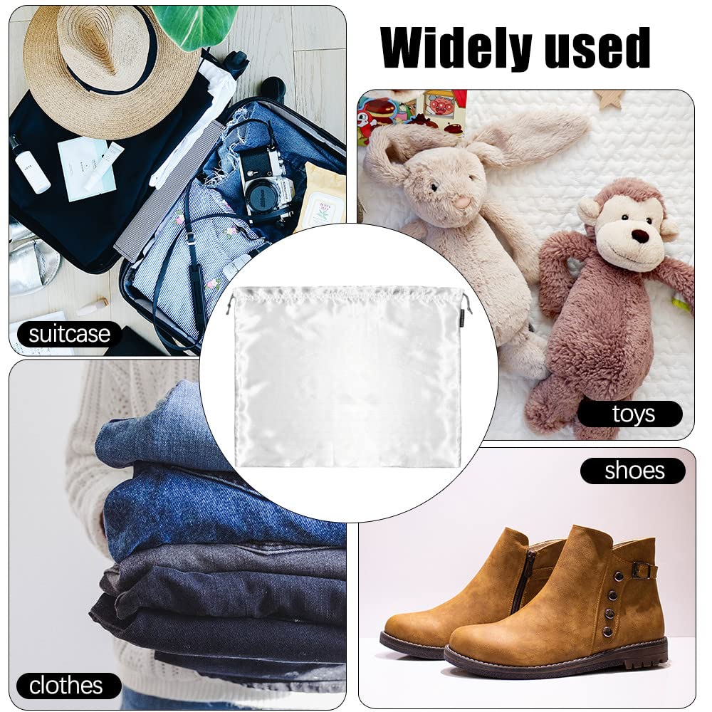 Lot de 6 sacs anti-poussière en soie pour sacs à main, sacs à main, chaussures, bottes, sac à cordon anti-poussière en soie, pochette de rangement de voyage (blanc, 19,6 × 15,7 pouces)