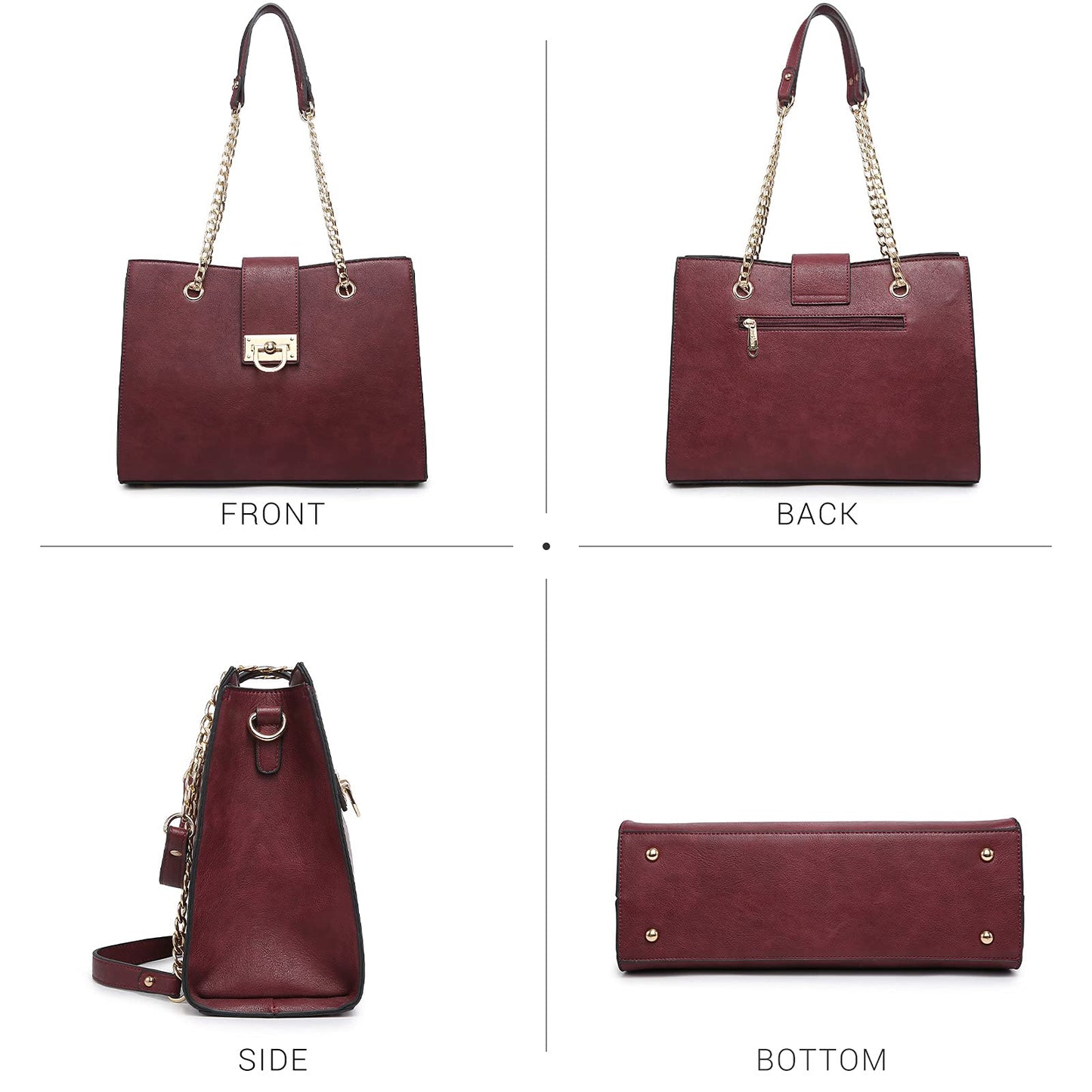 Dasein Lederhandtasche, Tragetasche, Hobo-Tasche für Damen, Schultertasche, Henkeltasche oben, Umhängetasche mit passender Clutch