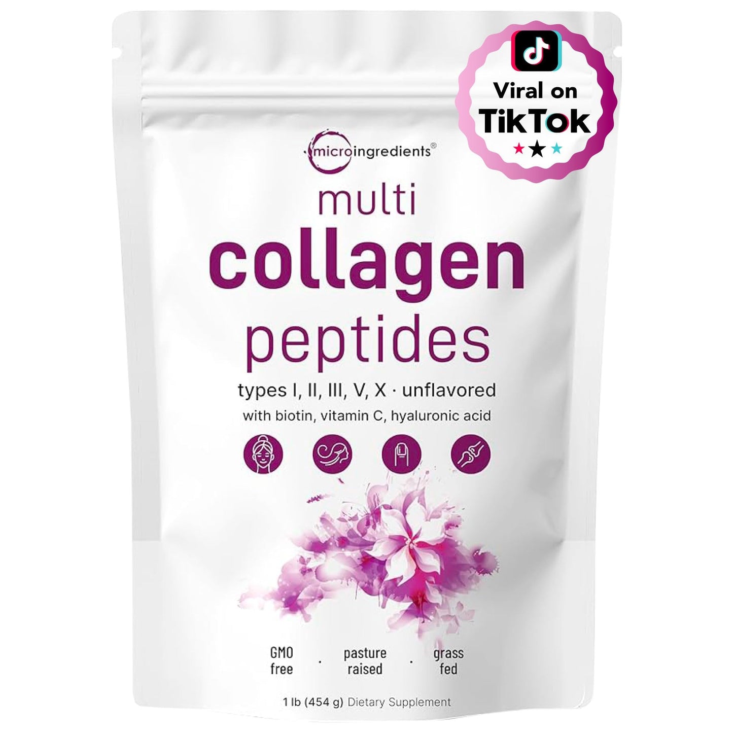 Multi Collagen Protein Powder, 2lbs – Hydrolyzed Collagen Peptides | Type I,II,III,V,X with Biotin 10000mcg, Hyaluronic Acid, Vitamin C – Unflavored – Keto & Paleo Friendly, Easy Dissolve, Non-GMO