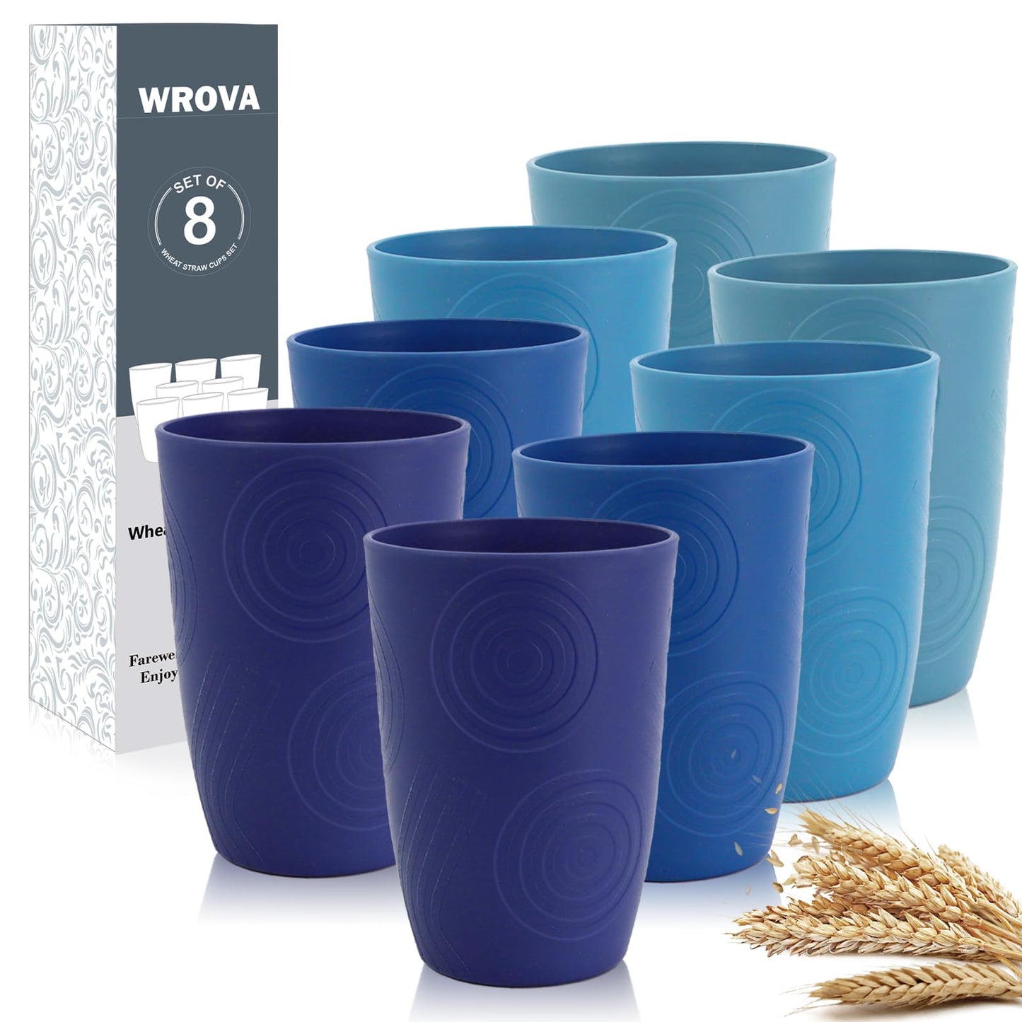 Wheat Straw Cups 8 PCS Good Alternative to Plastic Reusable Cups 20 oz Unbreakable Drinking Cup Reusable Dishwasher Safe Water Plastic Glasses Colorful Series