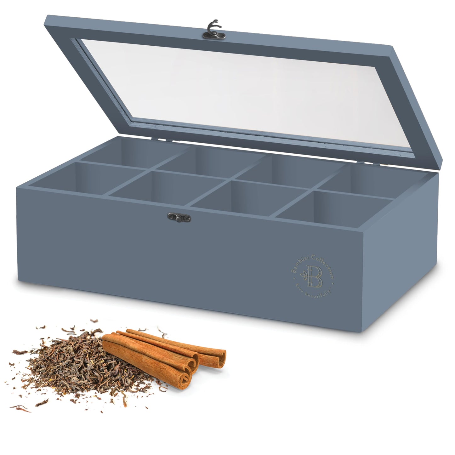 Bamboo Tea Bag Organizer Storage Box with Drawer & Acrylic Window - Magnetic Lid Keeps Contents Fresh - Ideal Mothers Day Gifts for Mom - Gift Caddy (Tea Not Included)
