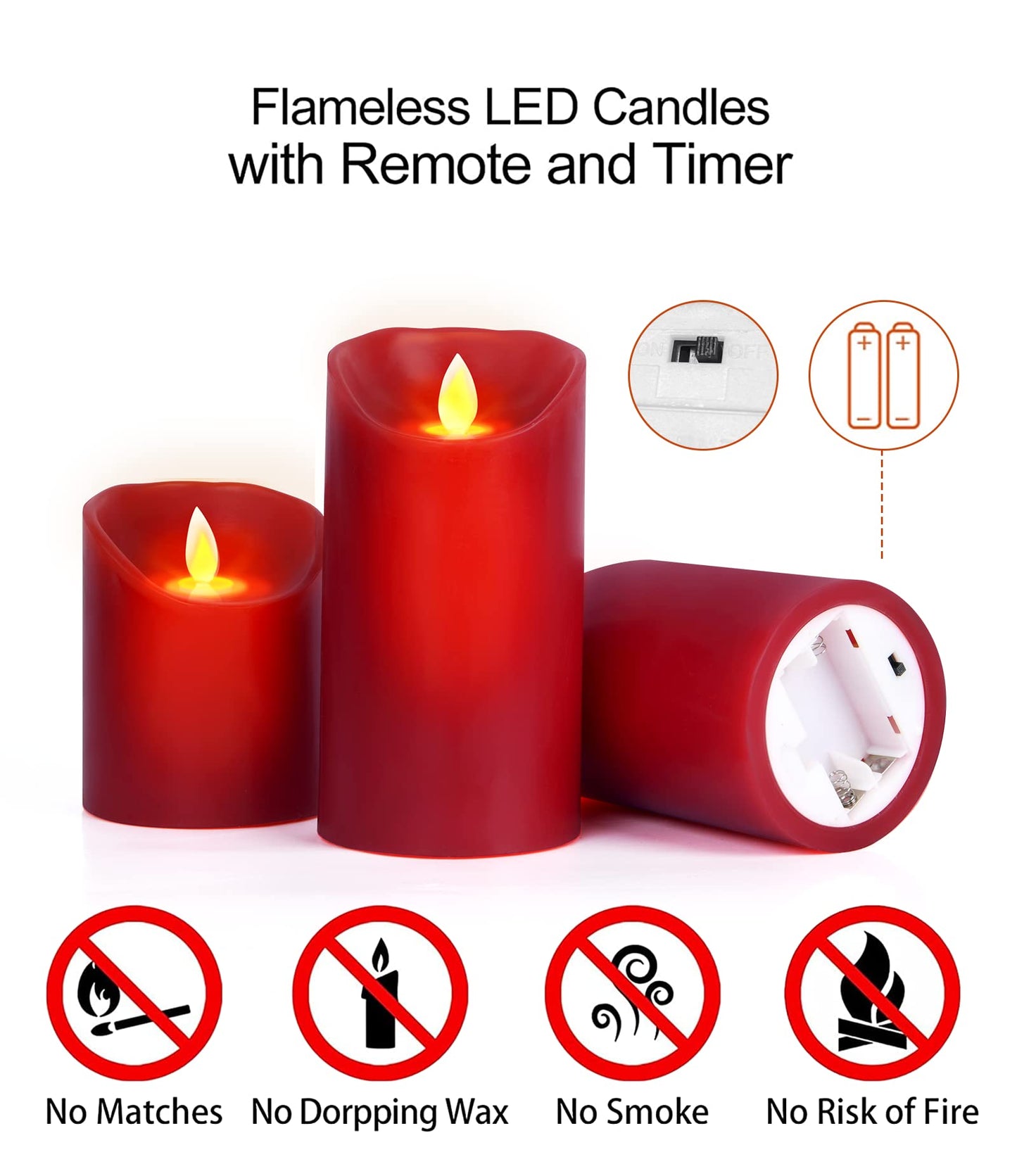 Lot de 12 bougies sans flamme Hausware à piles (D : 3 po x H : 4 po) Bougies piliers en cire véritable vacillantes Bougies LED sans flamme avec télécommande et minuterie (couleur ivoire)