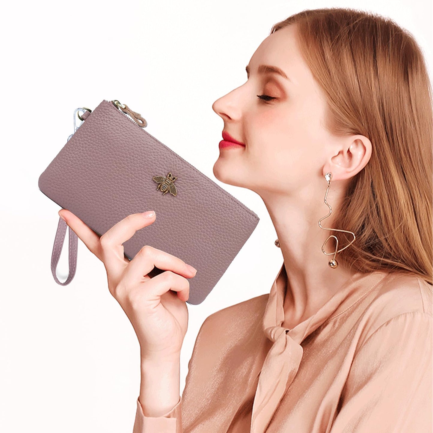 imeetu Damen-Handgelenk-Clutch, Leder, Handy-Geldbörse, Handtasche mit Handschlaufe