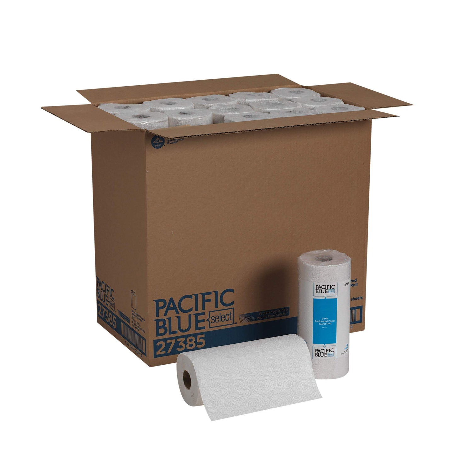 Georgia-Pacific Blue Select 2-lagige perforierte Papierhandtuchrollen, 27385, 85 Blatt pro Rolle, 30 Rollen pro Karton