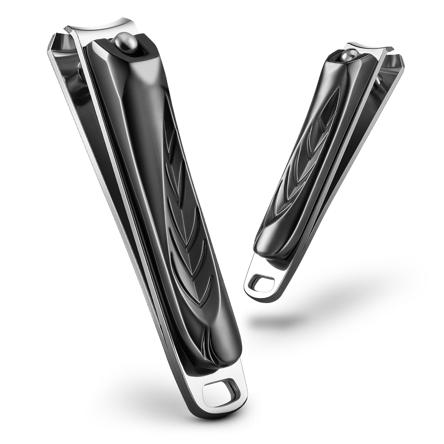 BEZOX Angled Head Toe Nail Clippers for Seniors for Thick Nails - Ergonomic Toenails Clipper for Thick Toenails, Premium Finger Nails Clipper for Adult with Catcher - Black