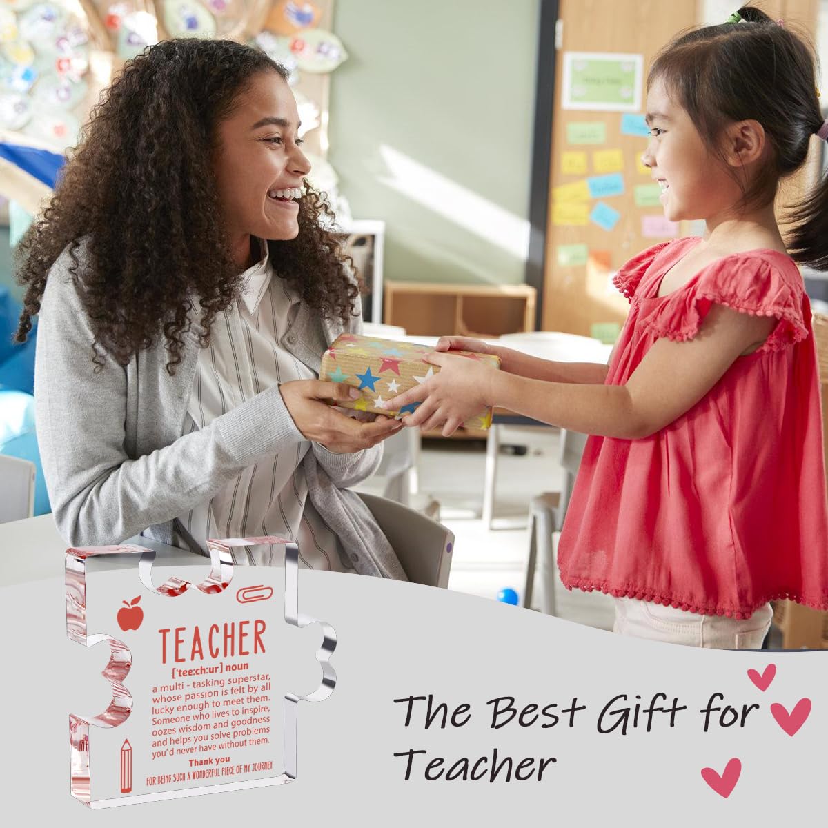A heartfelt thank-you gift that says it all—beautifully printed on a clear 4.7 x 4.3 inch acrylic sign. Stylish, lightweight, and ready to display on any desk, shelf, or tabletop. Each piece is gift-ready and designed to leave a lasting impression.