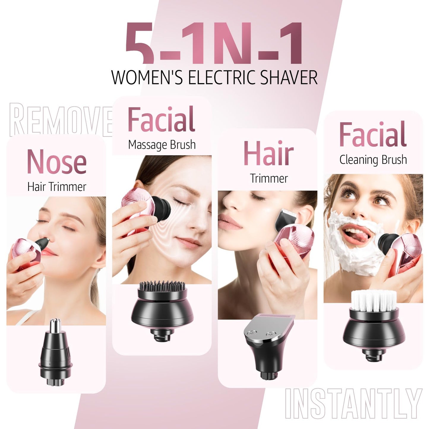 Detachable Head Shavers, SHPAVVER 5 in 1 Electric Razor IPX7 Waterproof for Bald Men, Wet Dry LED Display Rechargeable 7D Rotary Shaver Grooming Kit with Type C Charge A