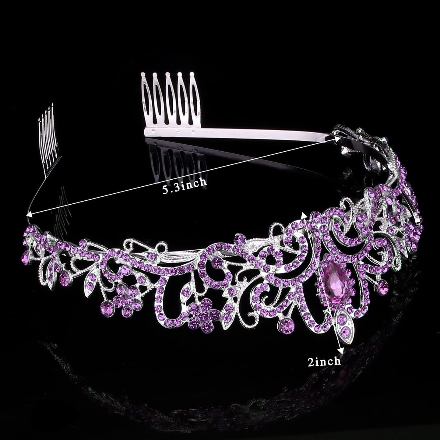 COCIDE Tiara Crystal Crowns Princess Rhinestone Crown with Combs Bride Headbands Bridal Wedding Prom Birthday Party Hair Accessories Jewelry for Women Girls (Silver)