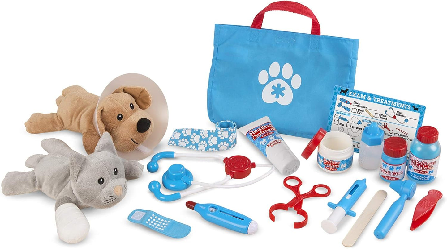 Melissa & Doug Examine and Treat Pet Vet Play Set (24 pcs) - Kids Veterinary Play Set, Veterinarian Kit For Kids, STEAM Toy, Pretend Play Doctor Set For Kids Ages 3+