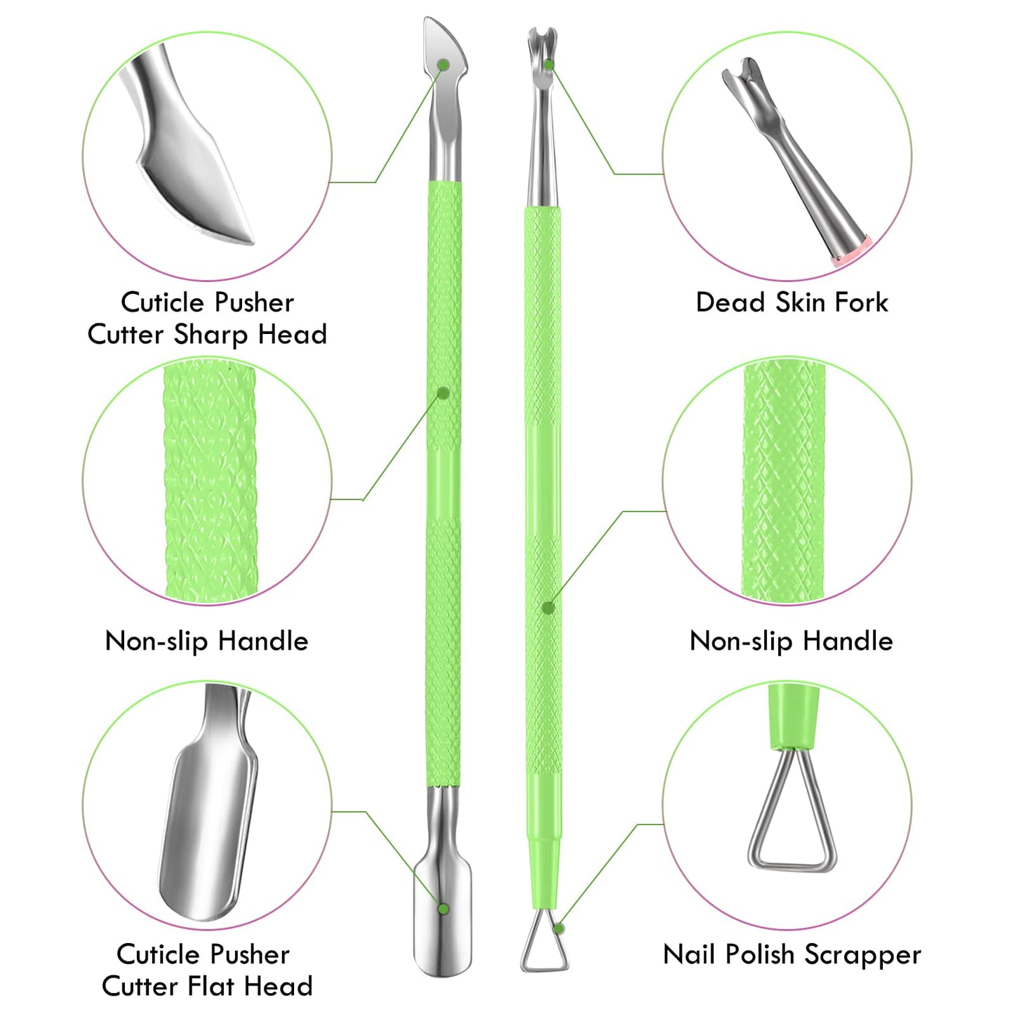 3-Piece Rainbow Cuticle Care Kit – Precision Trimmer, Dual-Head Pusher & Scraper | Surgical-Grade Stainless Steel