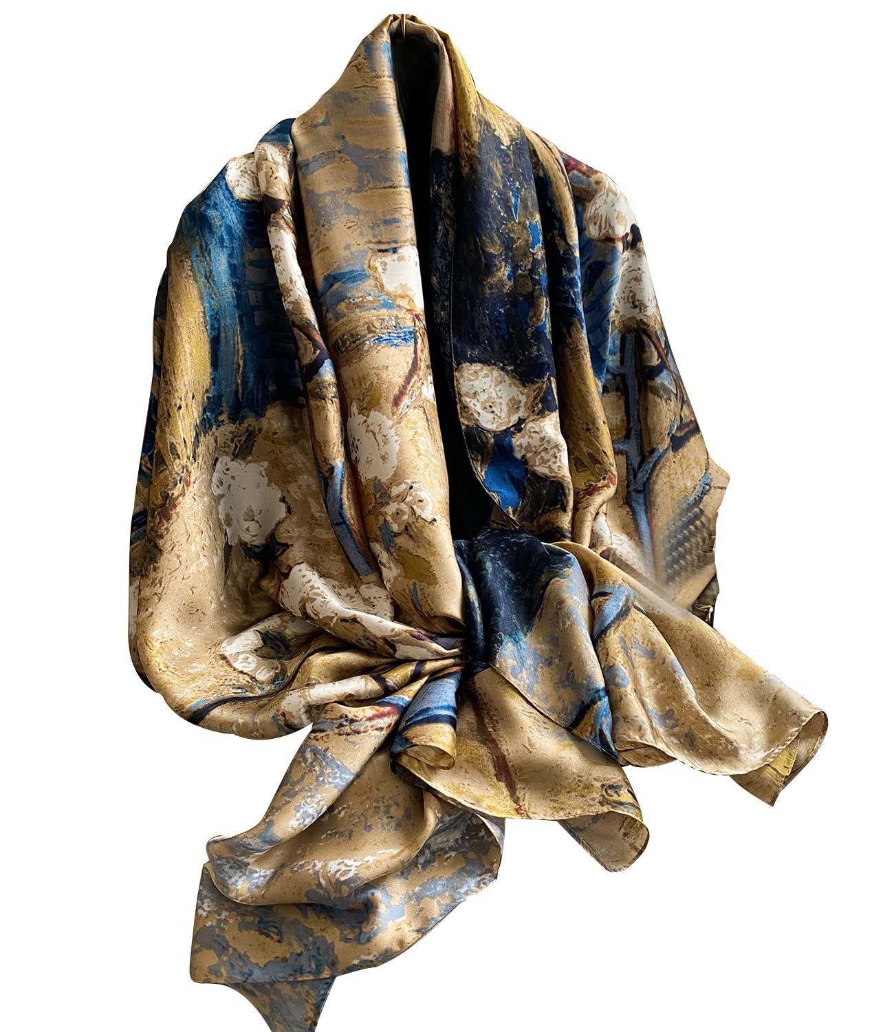 NUWEERIR Damen-Schal, 100 % großer Maulbeerseide, langer Satin-Schal, modischer Designer-Schal, leichte Wickel