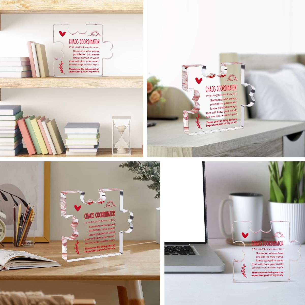 A heartfelt thank-you gift that says it all—beautifully printed on a clear 4.7 x 4.3 inch acrylic sign. Stylish, lightweight, and ready to display on any desk, shelf, or tabletop. Each piece is gift-ready and designed to leave a lasting impression.