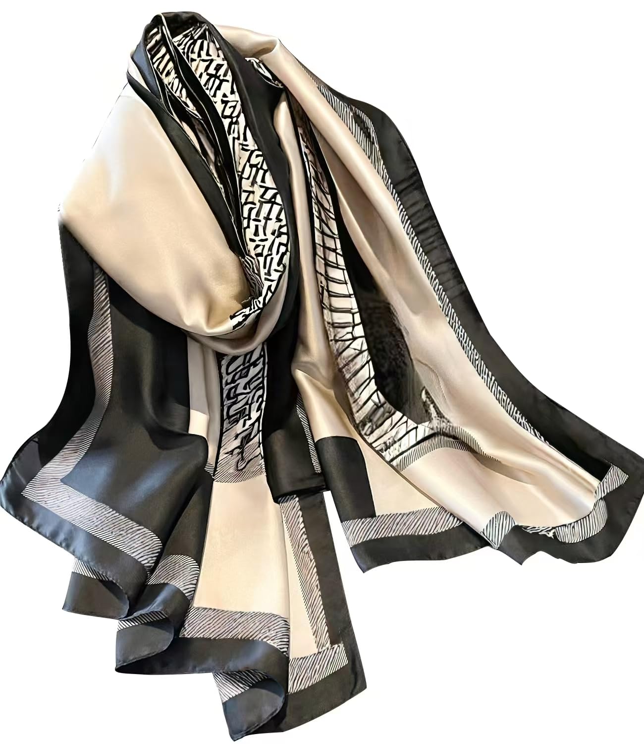 NUWEERIR Damen-Schal, 100 % großer Maulbeerseide, langer Satin-Schal, modischer Designer-Schal, leichte Wickel