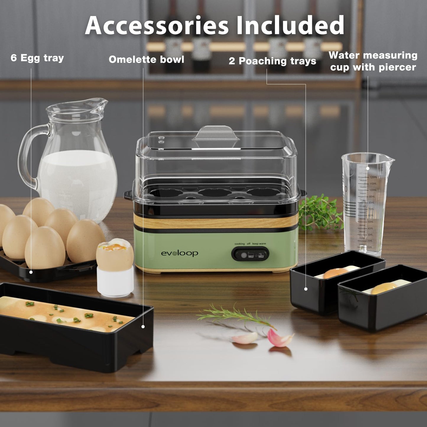 Rapid Egg Cooker Electric 6 Eggs Capacity, Soft, Medium, Hard Boiled, Poacher, Omelet Maker Egg Poacher With Auto Shut-Off, BPA Free