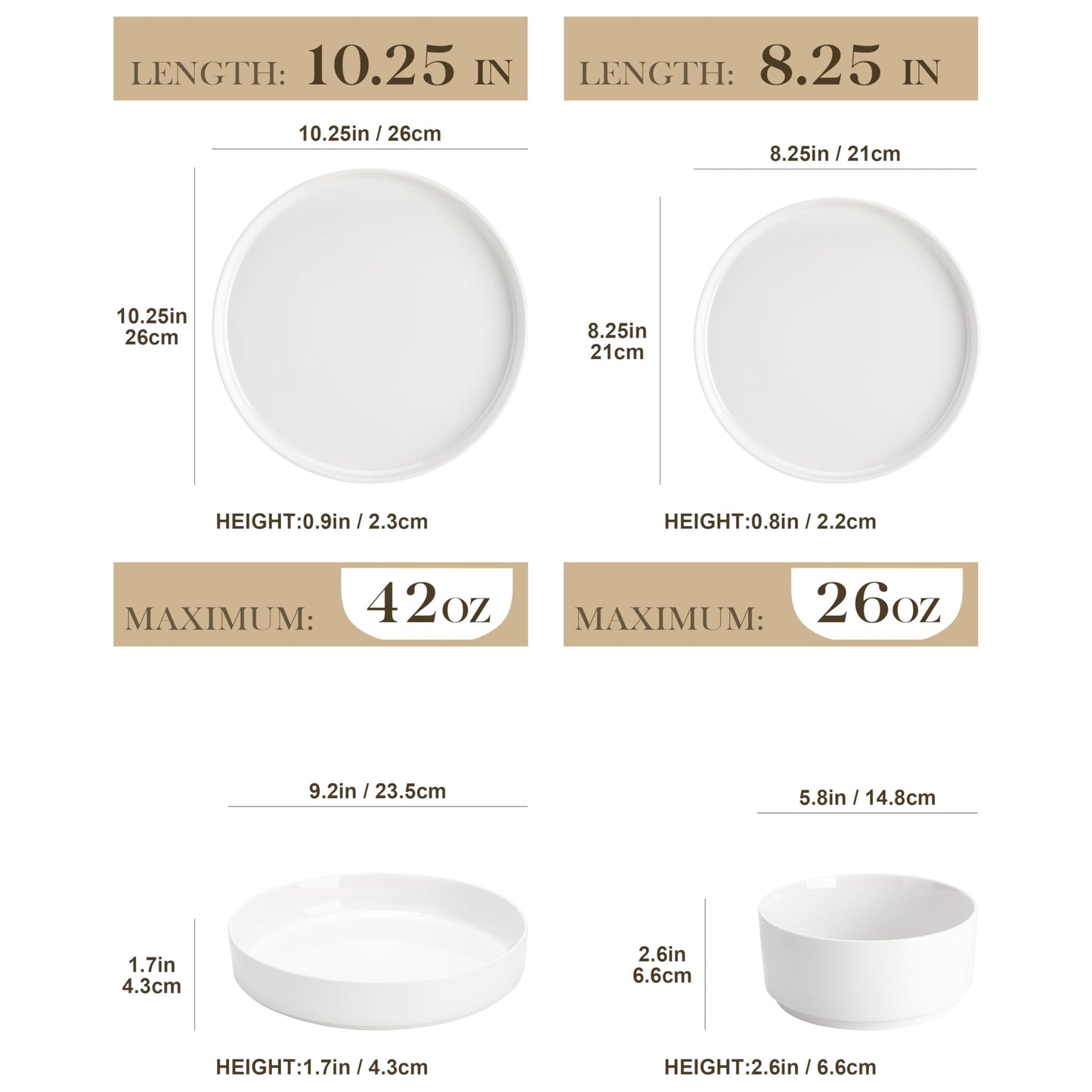 MALACASA 12 Pieces Porcelain Dinnerware Set, Modern White Dish Set for 4, Premium Serving Plates and Bowls Sets, Chip and Scratch Resistant Dishware Sets Kitchen Dishes Dining Ware Set, Series LEAH