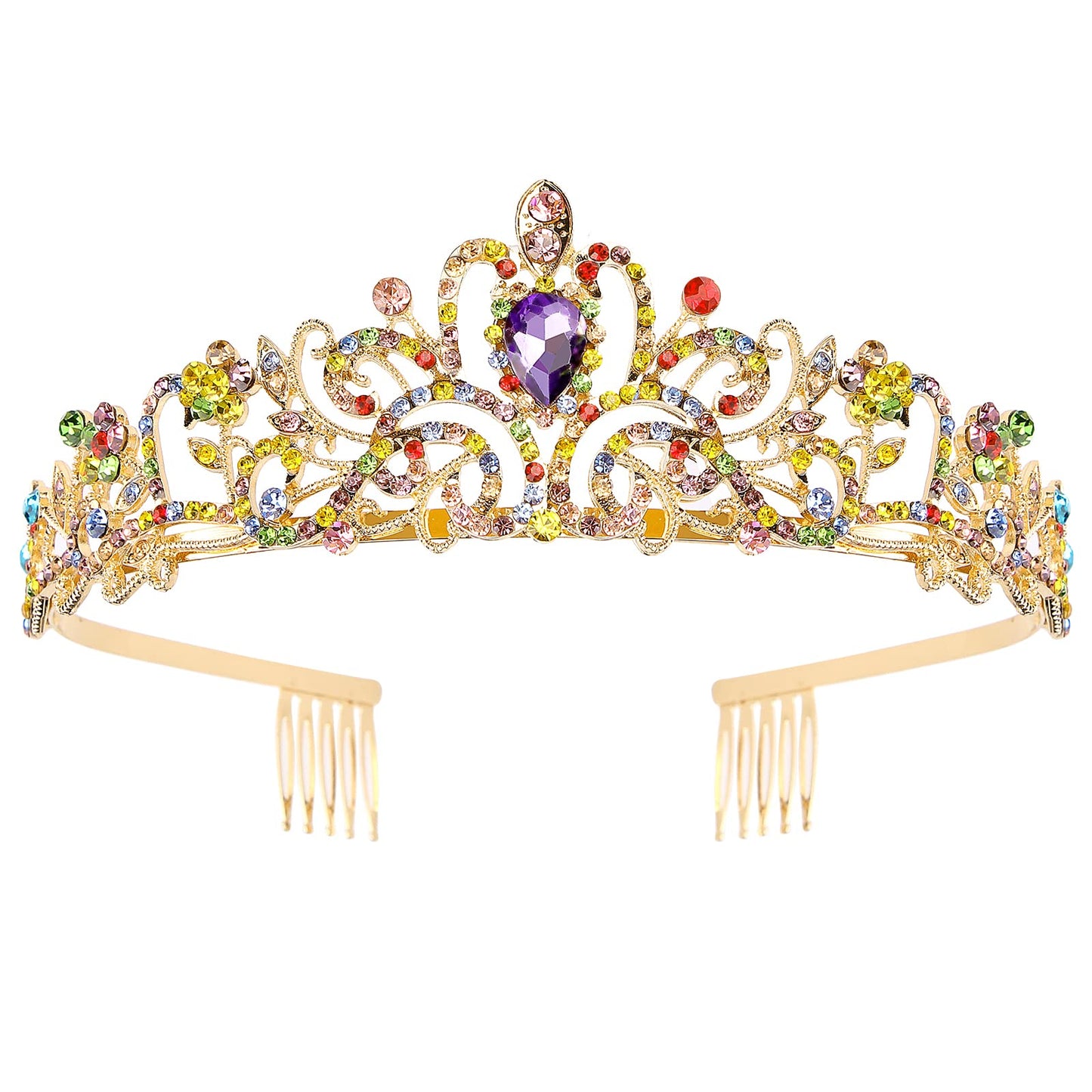 COCIDE Tiara Crystal Crowns Princess Rhinestone Crown with Combs Bride Headbands Bridal Wedding Prom Birthday Party Hair Accessories Jewelry for Women Girls (Silver)