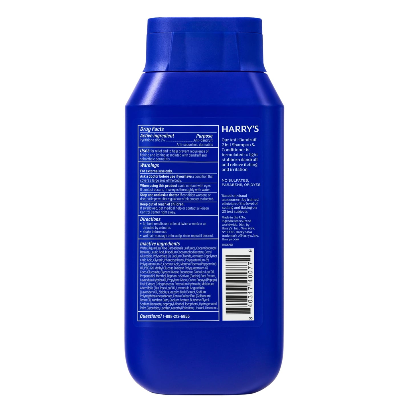 Harry's Men's 2 in 1 Shampoo and Conditioner for All Hair Types - Aspen - (3 Pack) 14 fl oz - No Parabens or Sulfates