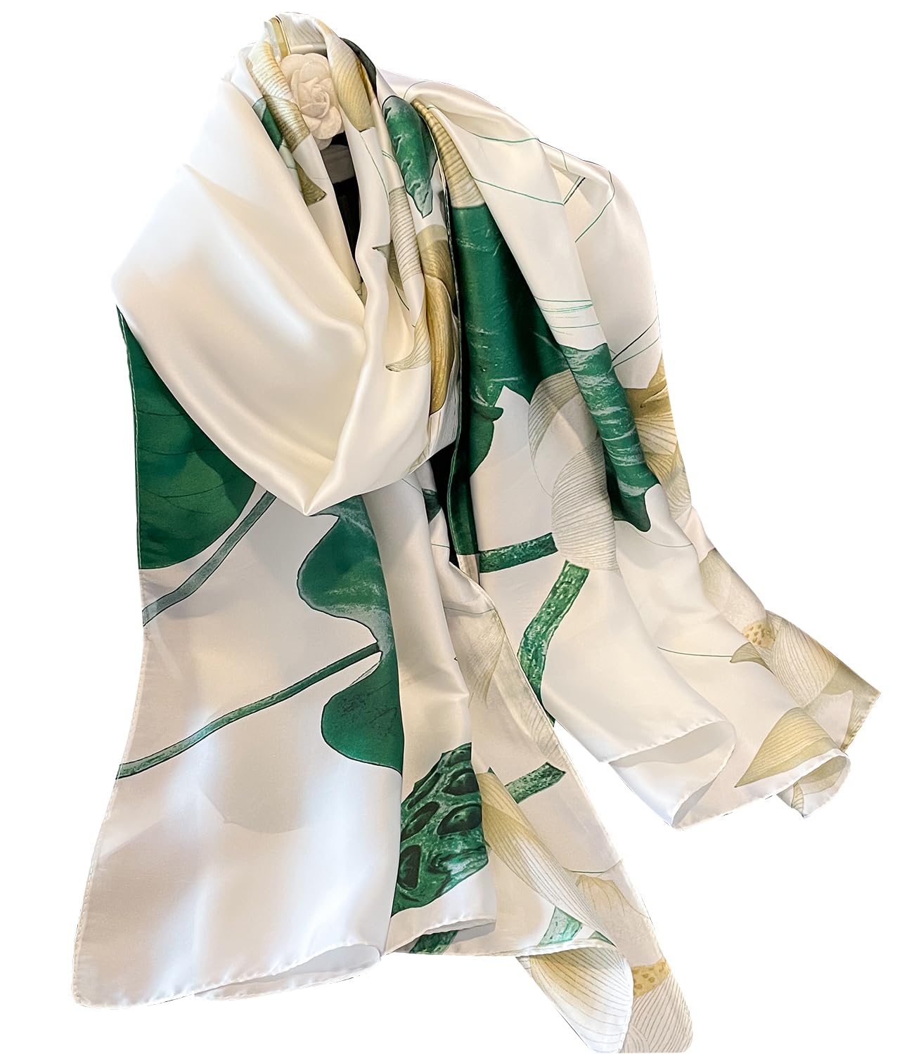 NUWEERIR Damen-Schal, 100 % großer Maulbeerseide, langer Satin-Schal, modischer Designer-Schal, leichte Wickel