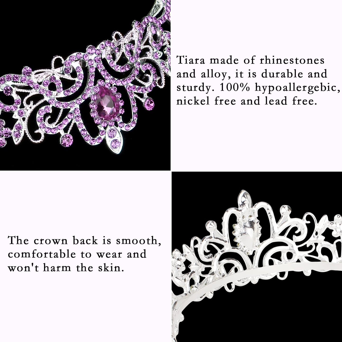 COCIDE Tiara Crystal Crowns Princess Rhinestone Crown with Combs Bride Headbands Bridal Wedding Prom Birthday Party Hair Accessories Jewelry for Women Girls (Silver)