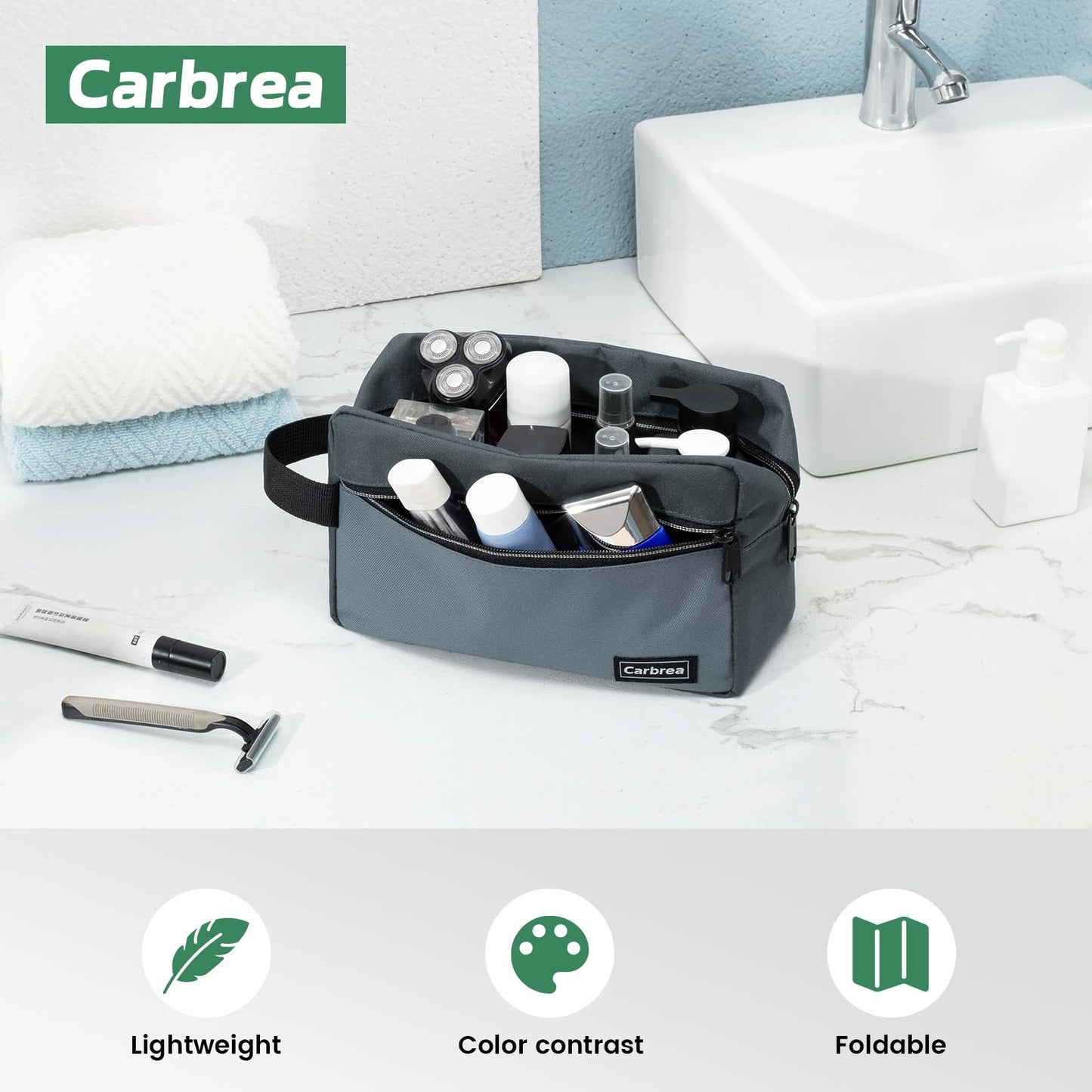 Reise-Kulturtasche – Kleine Kulturtasche für Männer, Hautpflegetasche, Doop-Kit für Toilettenartikel, Zubehör, Geschenke – Schwarz