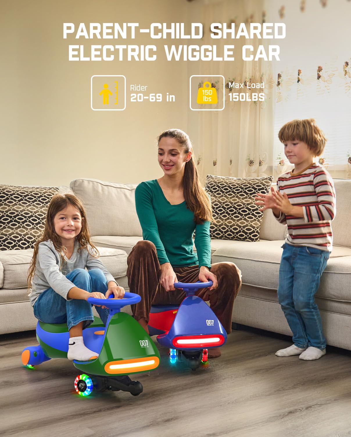 12V N7 Pro Electric Wiggle Car – Pedal-Powered Fun for Kids, Lights & Bluetooth Ride-On (by Fanttik)
