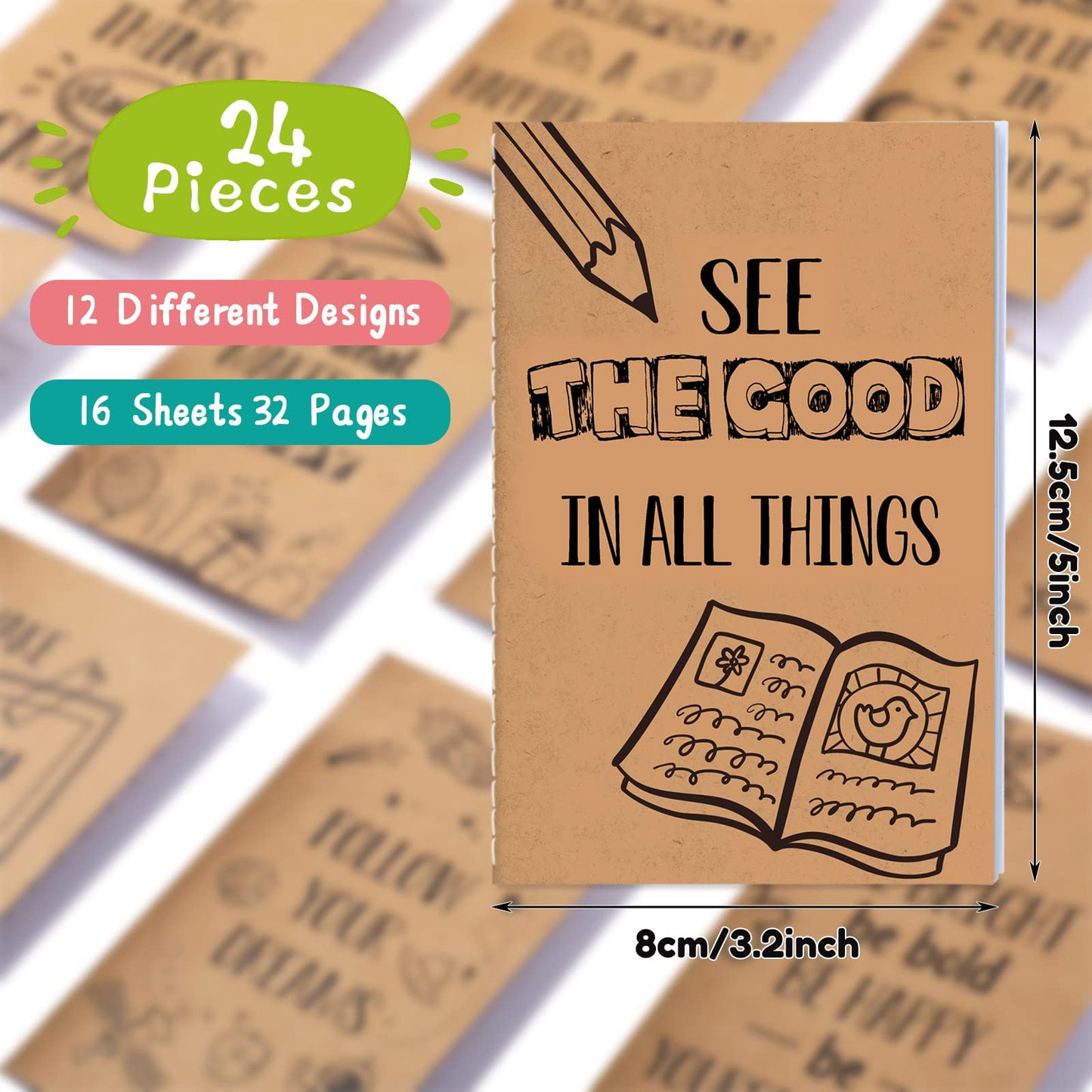 Zonon 24 Pcs Mini Colorful Notebooks Bulk Gifts, Funny Motivational Journals Notepads Inspirational Notepads Small Pocket Notebook Teacher Office Prizes Travel(Motivational Style)