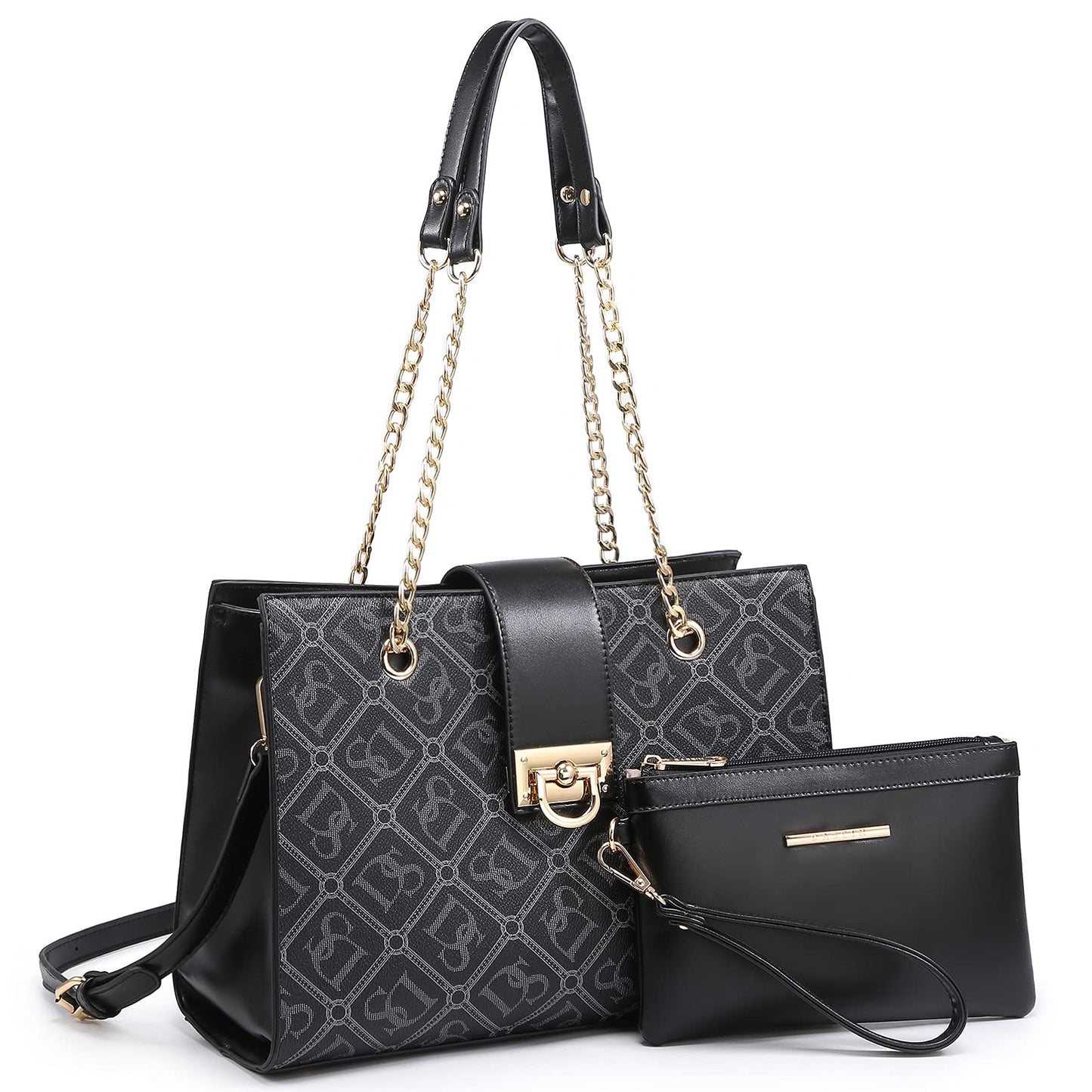 Dasein Lederhandtasche, Tragetasche, Hobo-Tasche für Damen, Schultertasche, Henkeltasche oben, Umhängetasche mit passender Clutch