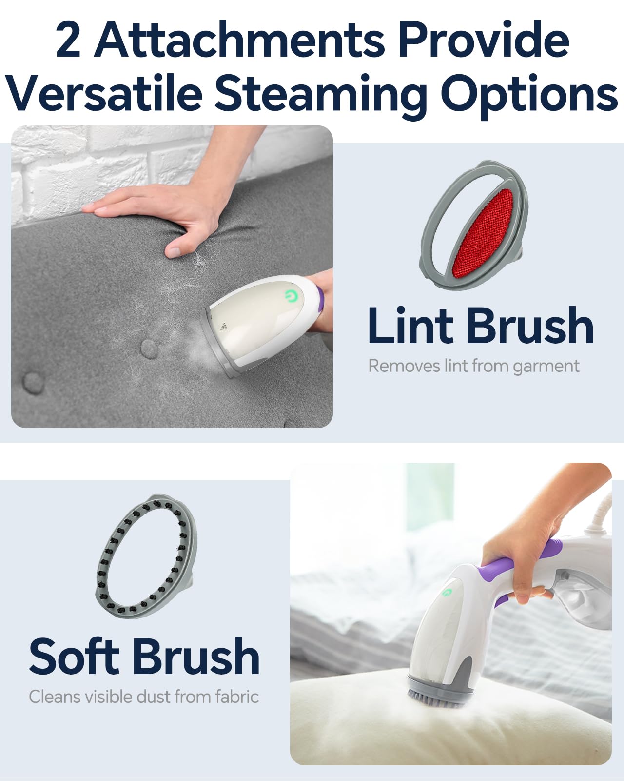 BEAUTURAL Steamer for Clothes, Portable Handheld Garment Fabric Wrinkles Remover, 30-Second Fast Heat-up, Auto-Off, Large Detachable Water Tank
