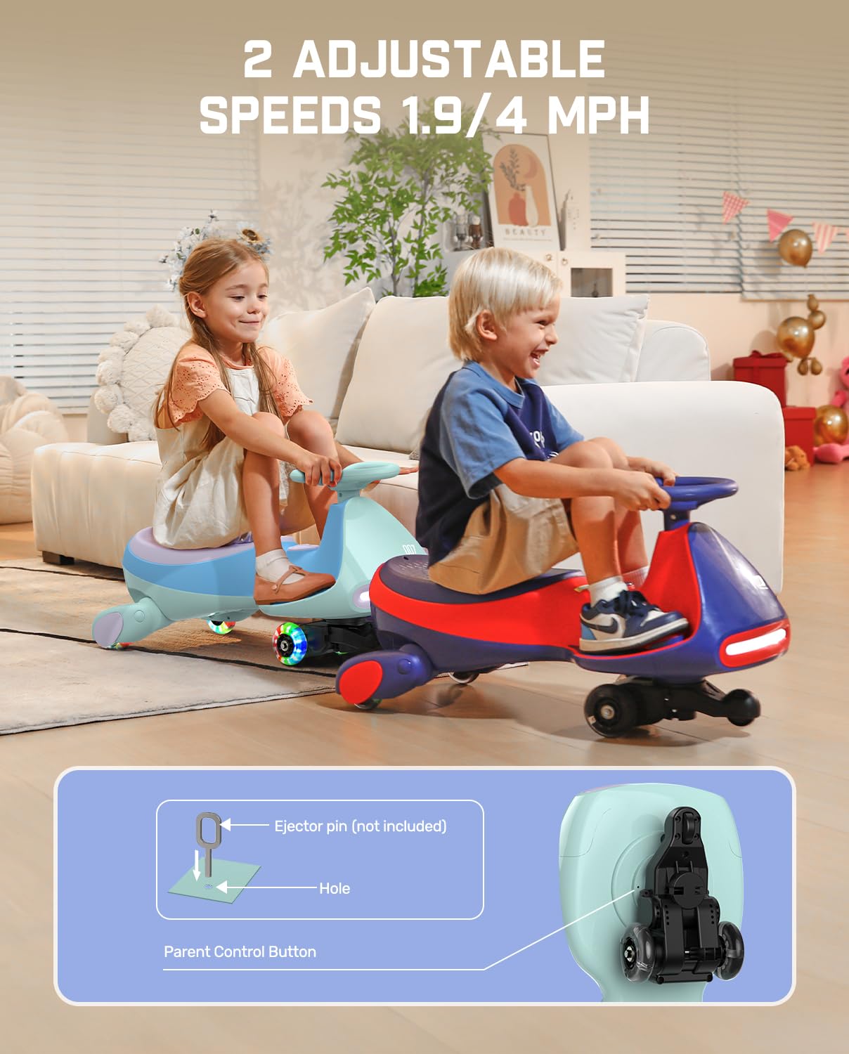12V N7 Pro Electric Wiggle Car – Pedal-Powered Fun for Kids, Lights & Bluetooth Ride-On (by Fanttik)