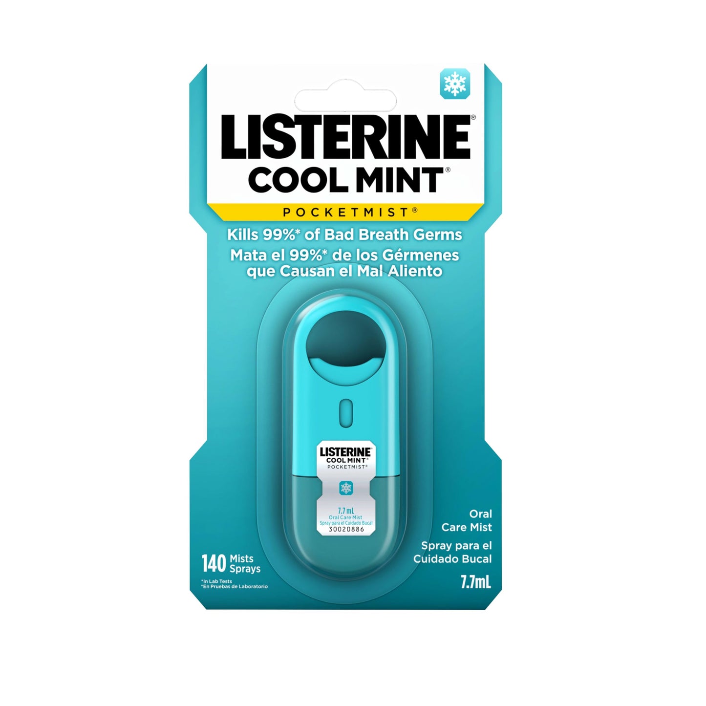 Listerine Freshburst Pocketmist Fresh Breath Oral Care Mist, Non-Aerosol Sugar-Free Minty Breath Refresher Spray to Kill 99% of Bad Breath Germs, Portable, Spearmint Flavor, 7.7 mL, 6 Sprays