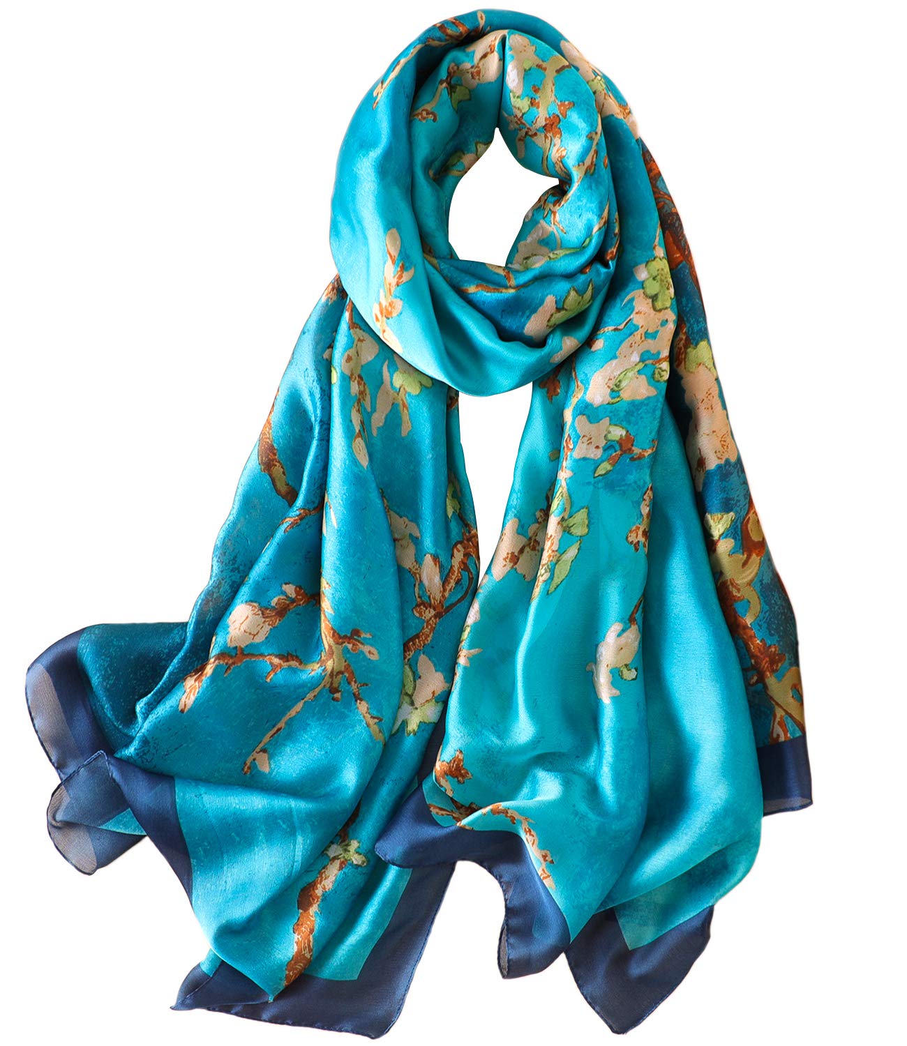 NUWEERIR Damen-Schal, 100 % großer Maulbeerseide, langer Satin-Schal, modischer Designer-Schal, leichte Wickel