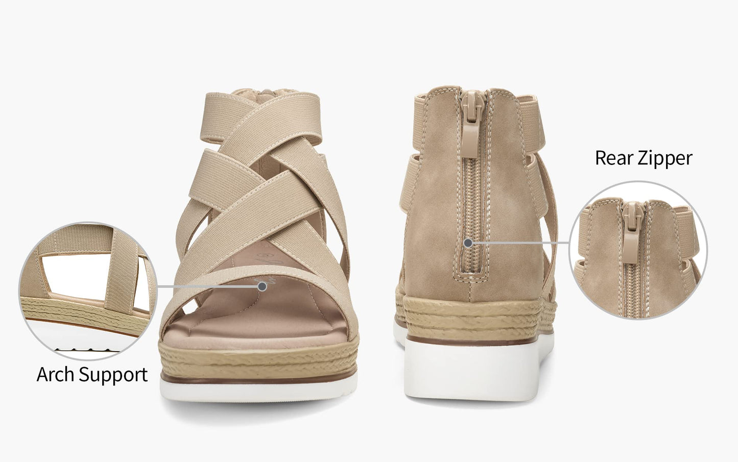 Jeossy Damen 866 Plateausandalen,Keilsandalen,Riemchensandalen,Sommersandalen für Damen mit Reißverschluss
