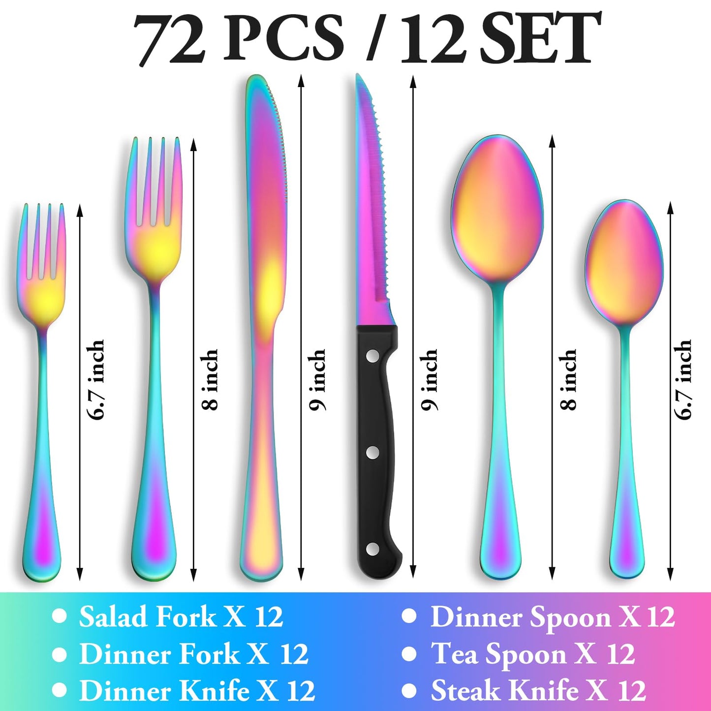 24-Piece Silverware Set with Steak Knives – Stainless Steel Flatware for 4