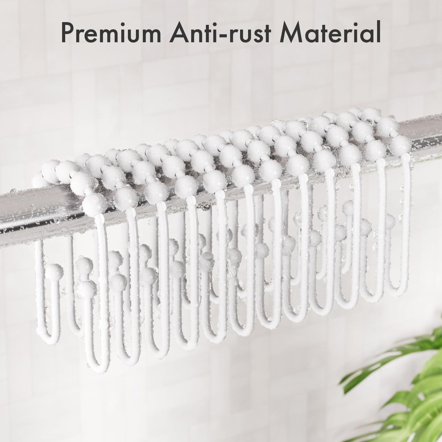 AmazerBath Duschvorhanghaken, Duschvorhangringe aus Metall, rostfrei, doppelseitige Duschvorhanghaken für Duschvorhangeinlage, glatte Duschhakenringe aus gebürstetem Nickel für Badezimmer, 12er-Set