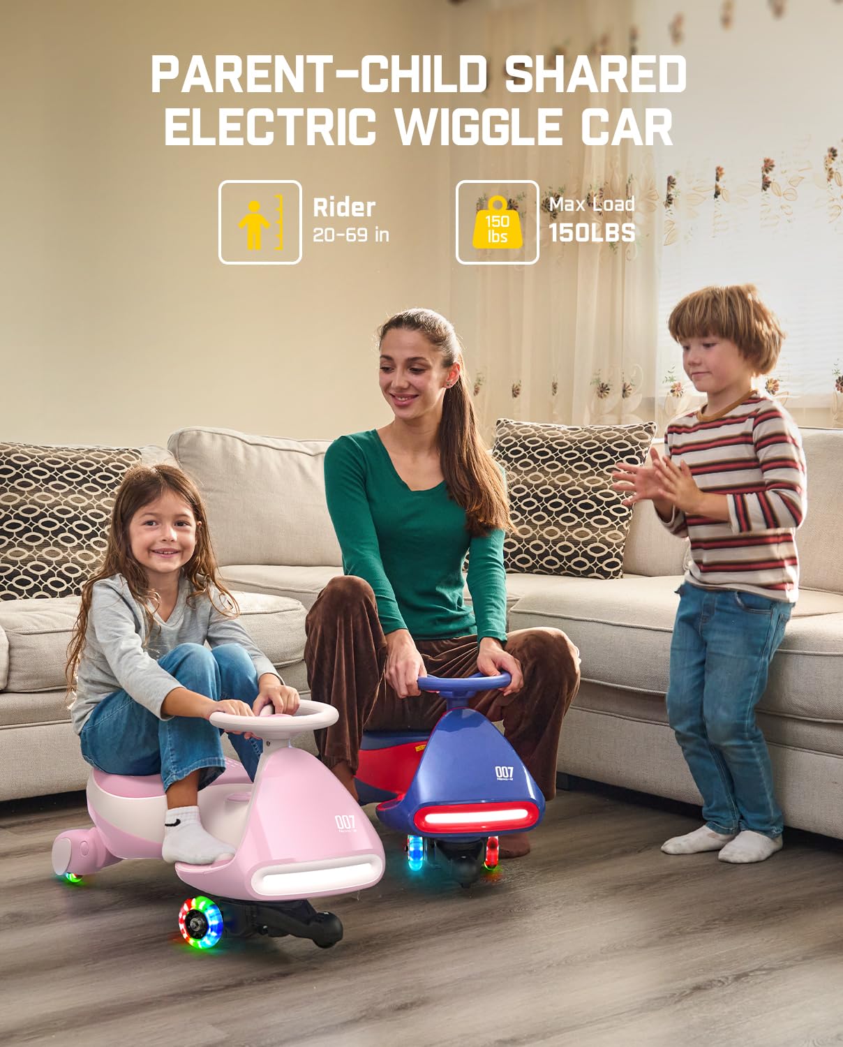 12V N7 Pro Electric Wiggle Car – Pedal-Powered Fun for Kids, Lights & Bluetooth Ride-On (by Fanttik)