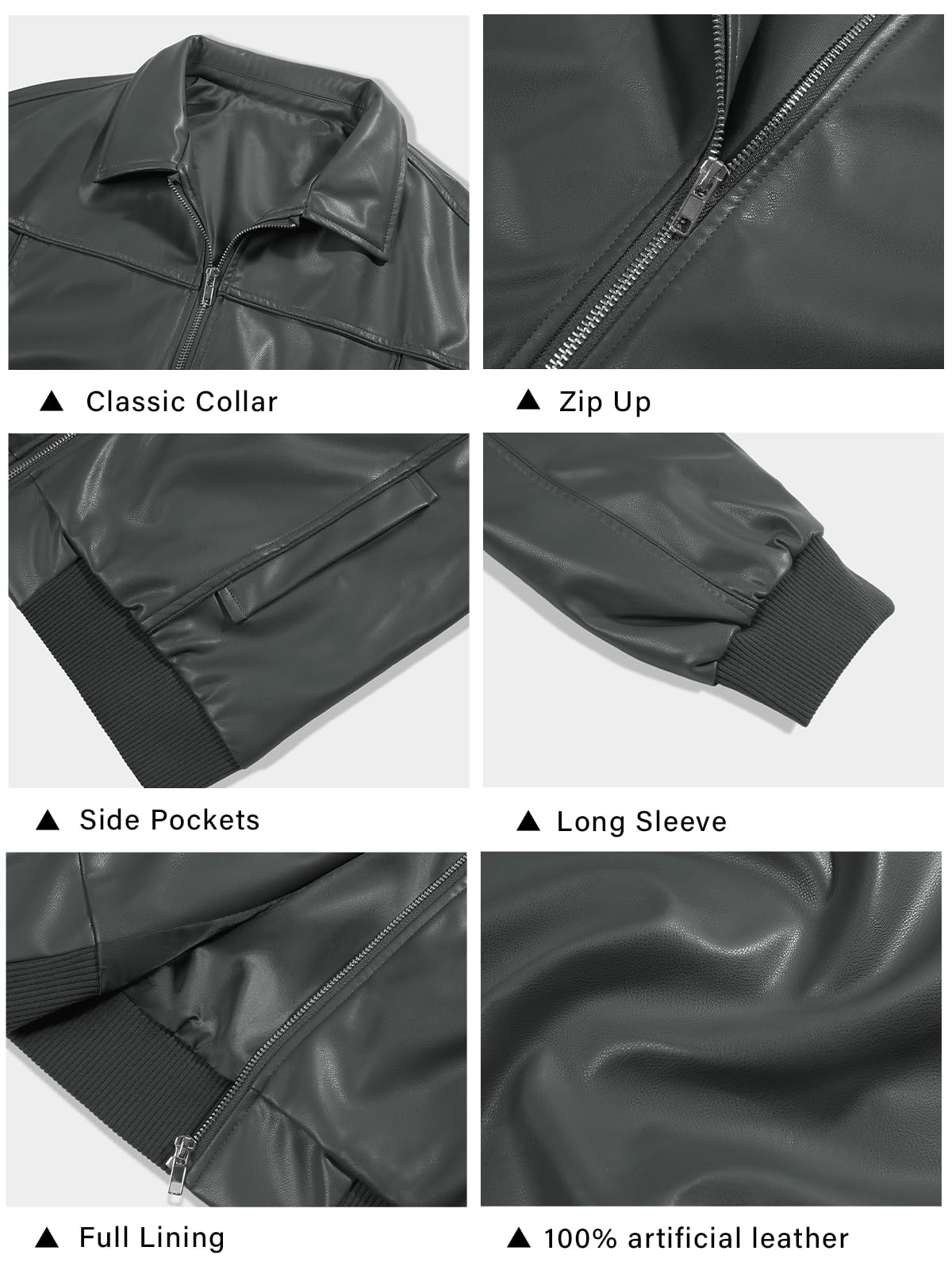 Tankaneo Womens Faux Leather Jackets Oversized Bomber Casual Fall Fashion Zip Up Moto Biker Coats